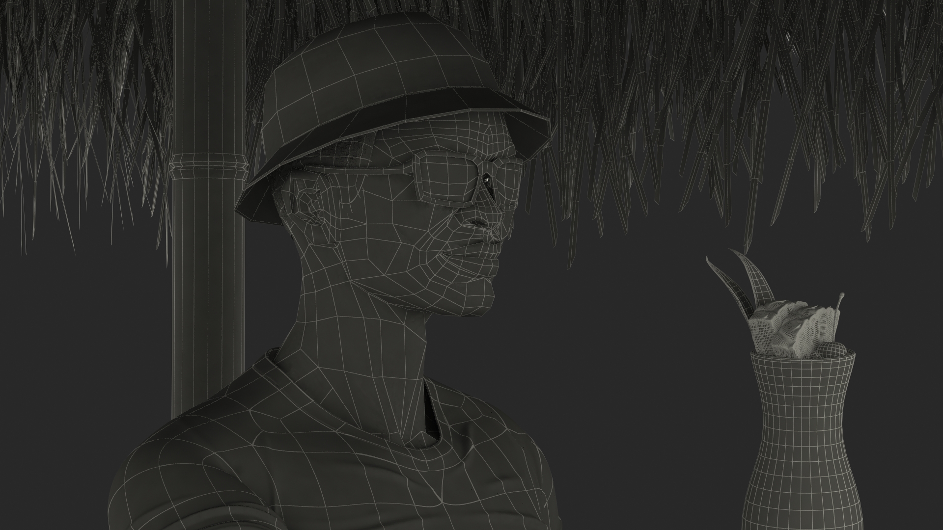 3D model Barman at Tiki Bar Rigged