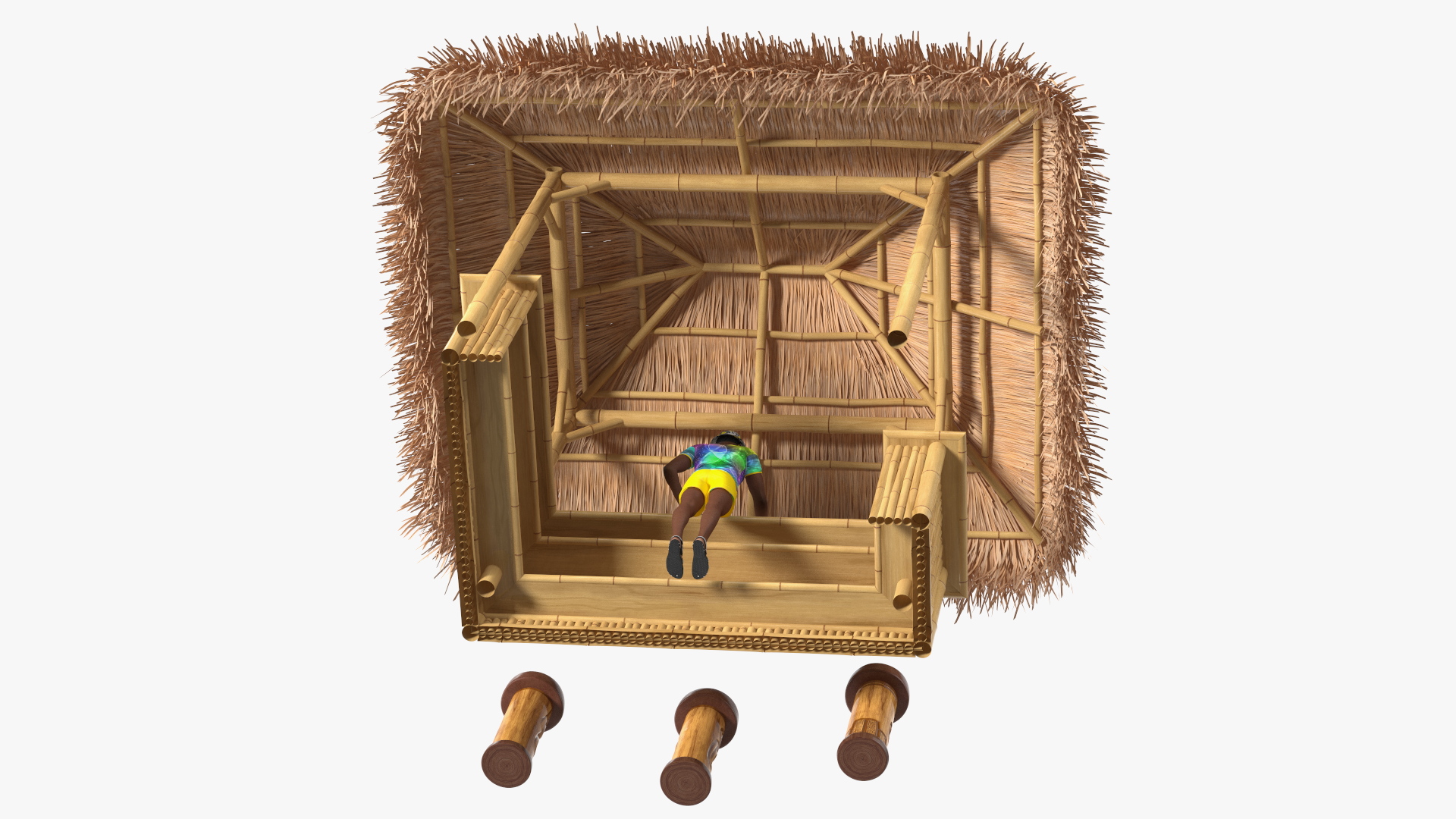 3D model Barman at Tiki Bar Rigged