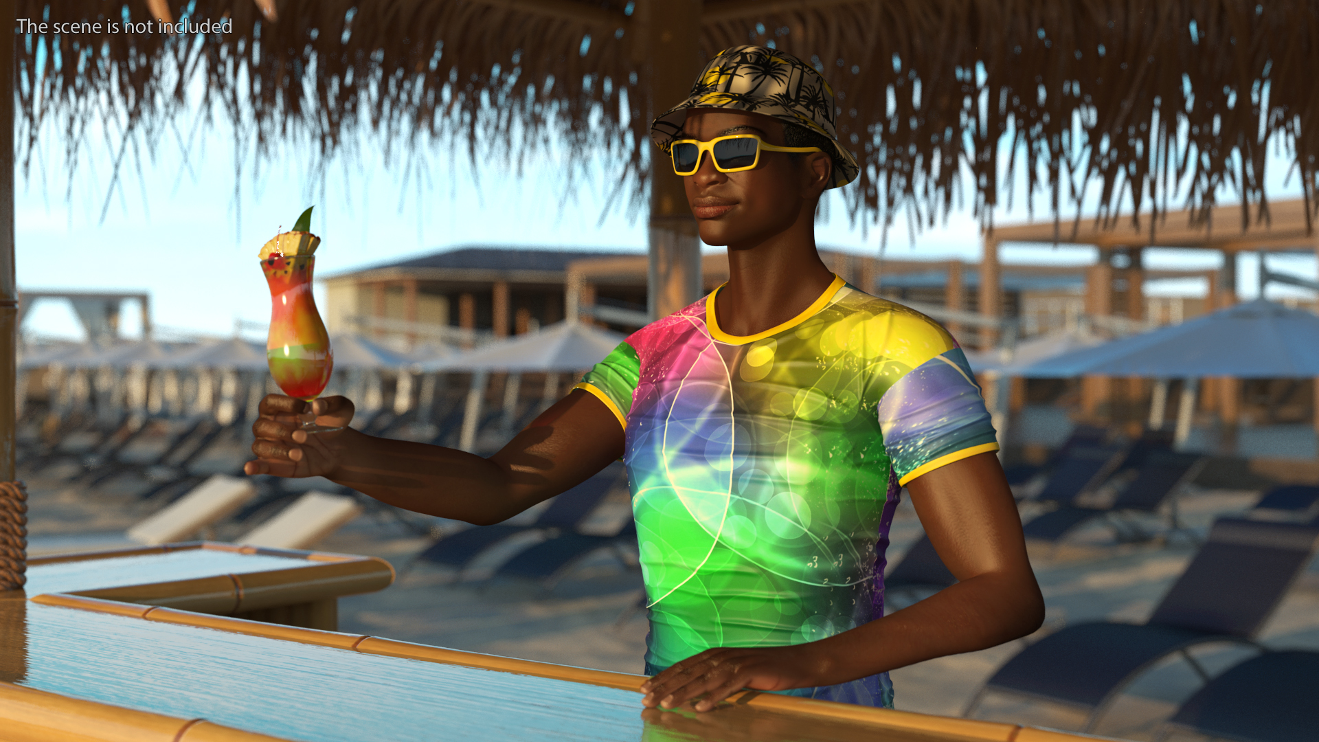 3D model Barman at Tiki Bar Rigged