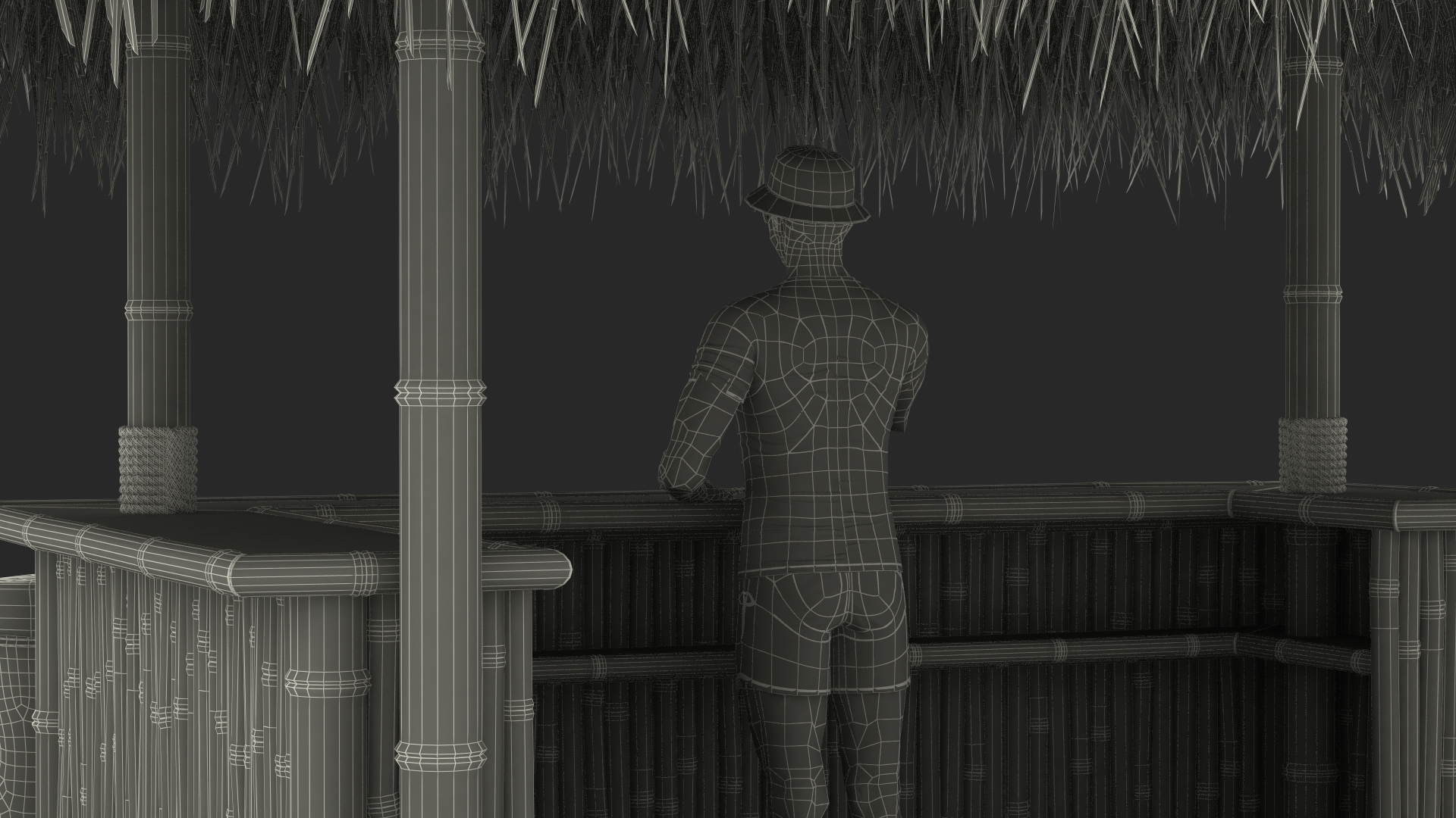3D model Barman at Tiki Bar Rigged