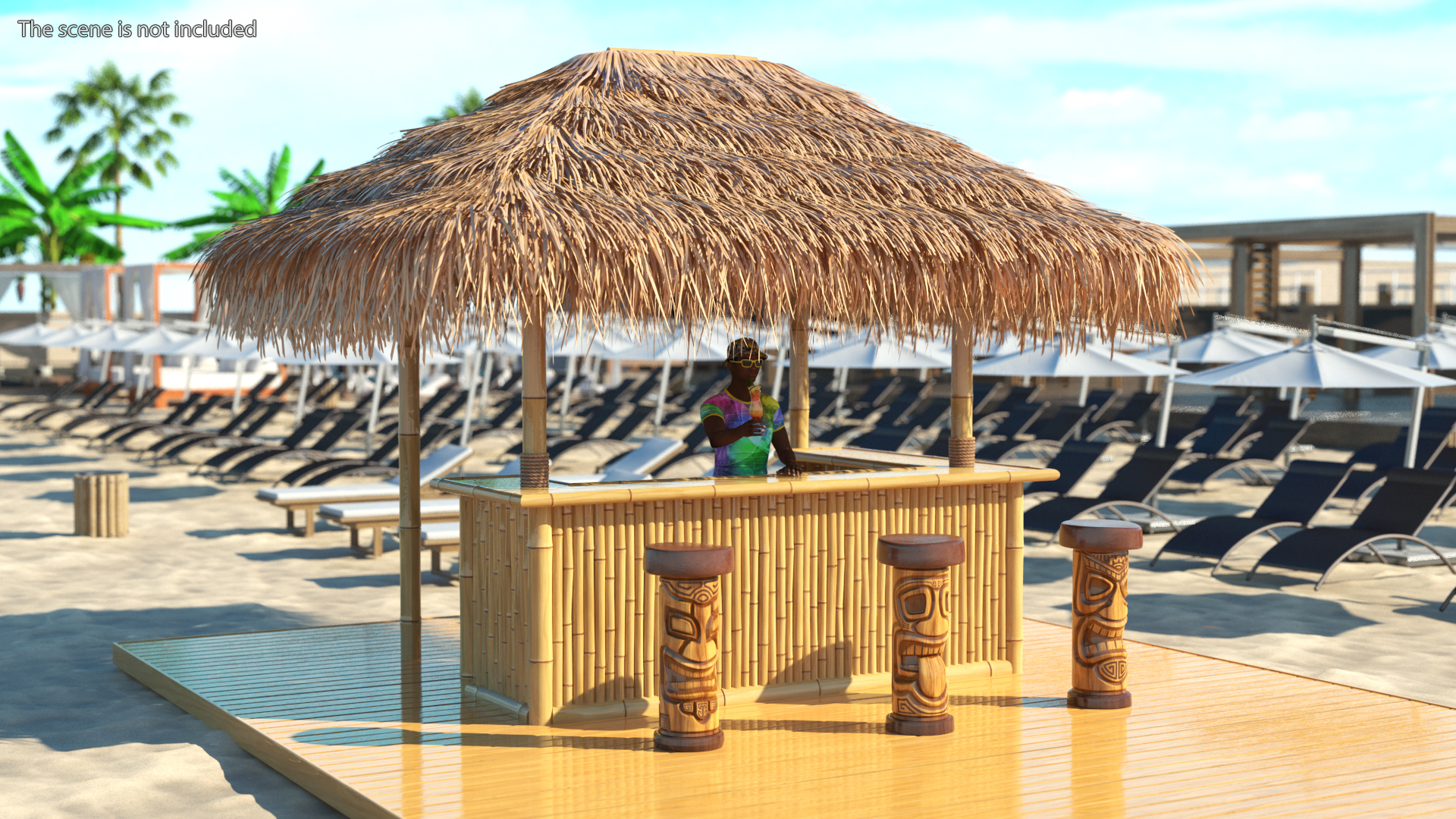 3D model Barman at Tiki Bar Rigged