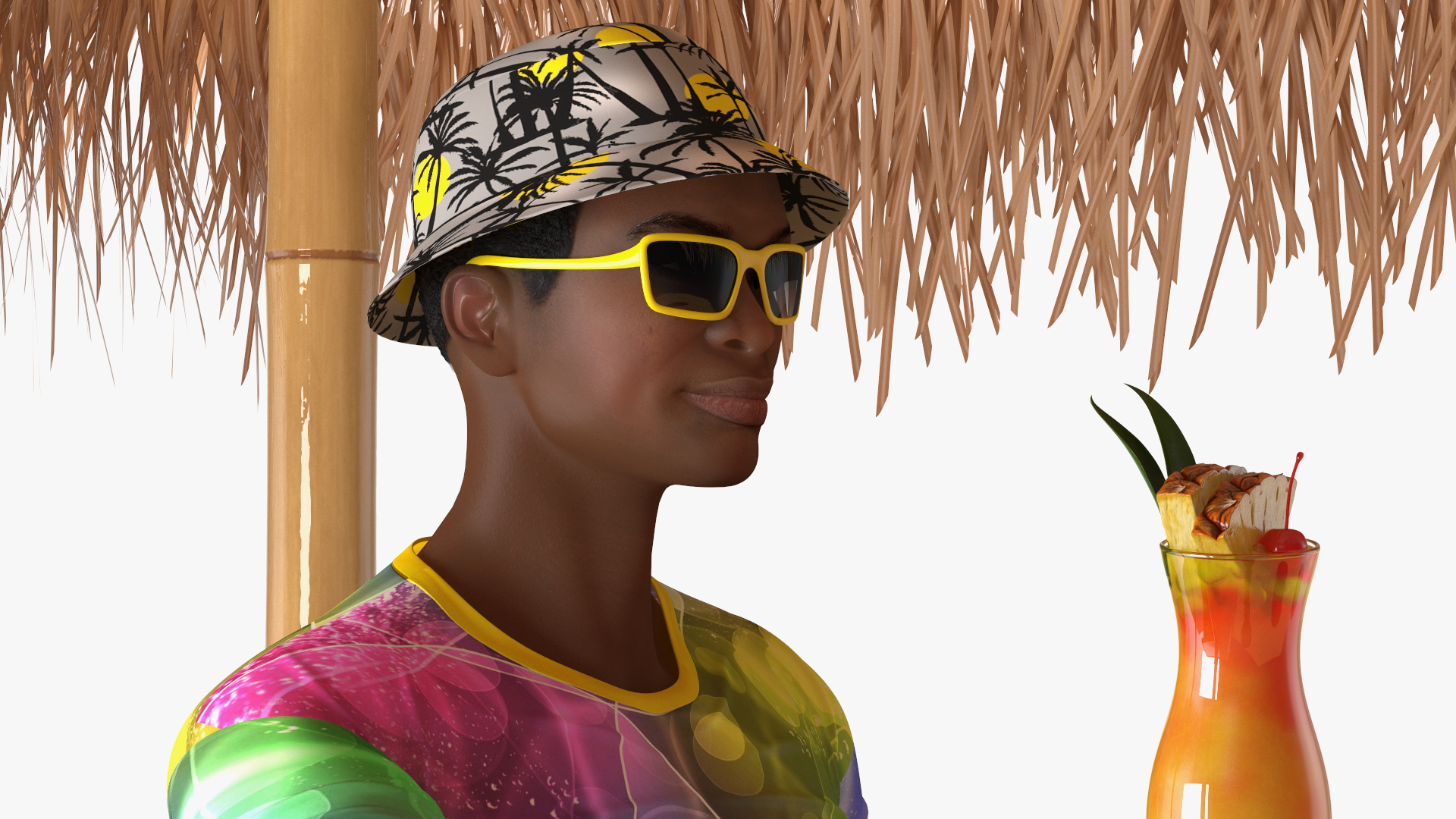 3D model Barman at Tiki Bar Rigged