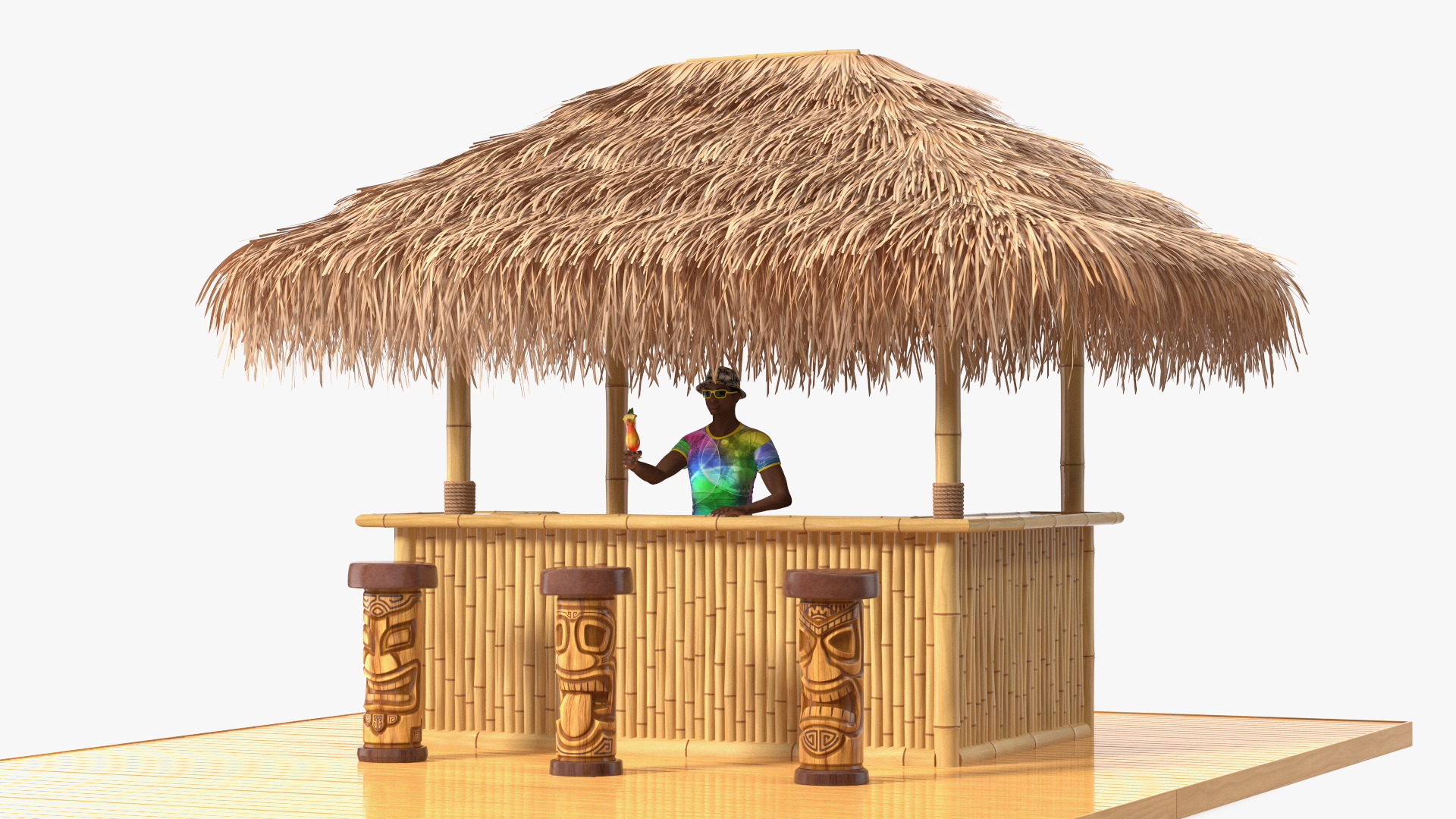 3D model Barman at Tiki Bar Rigged