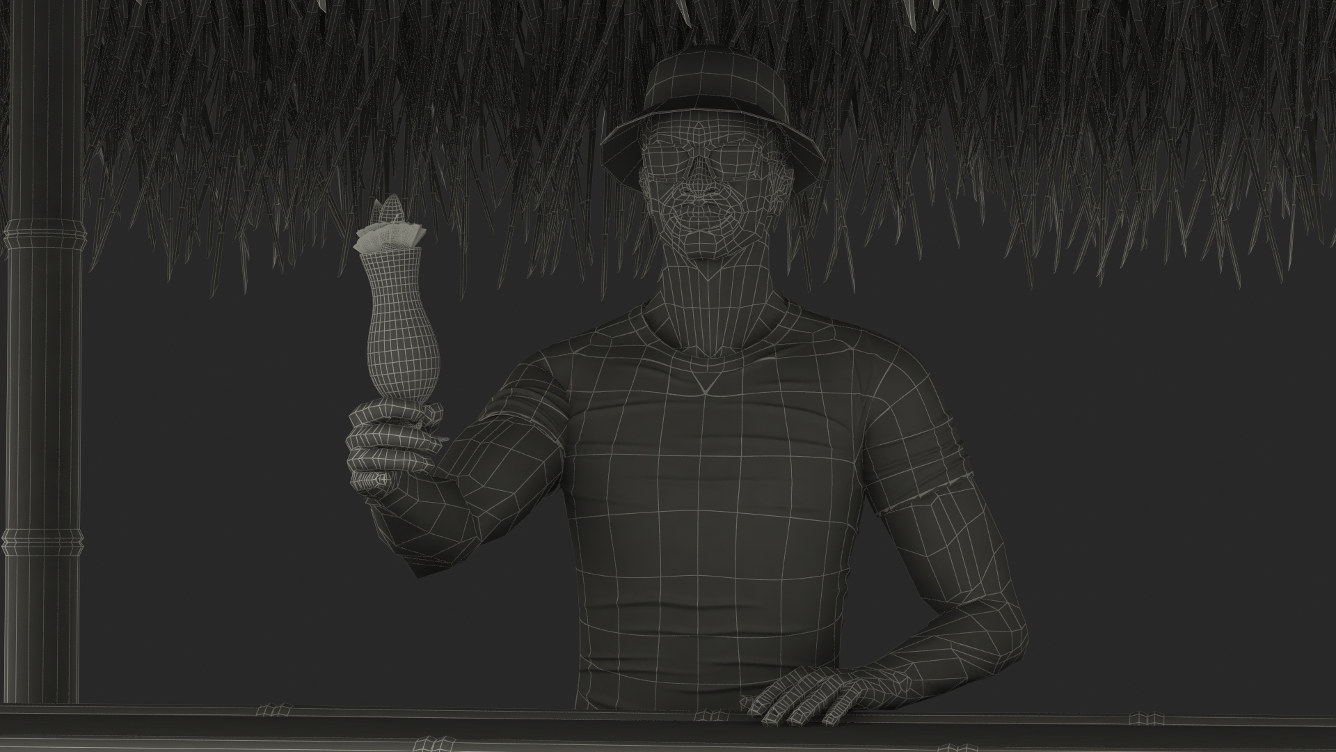3D model Barman at Tiki Bar Rigged