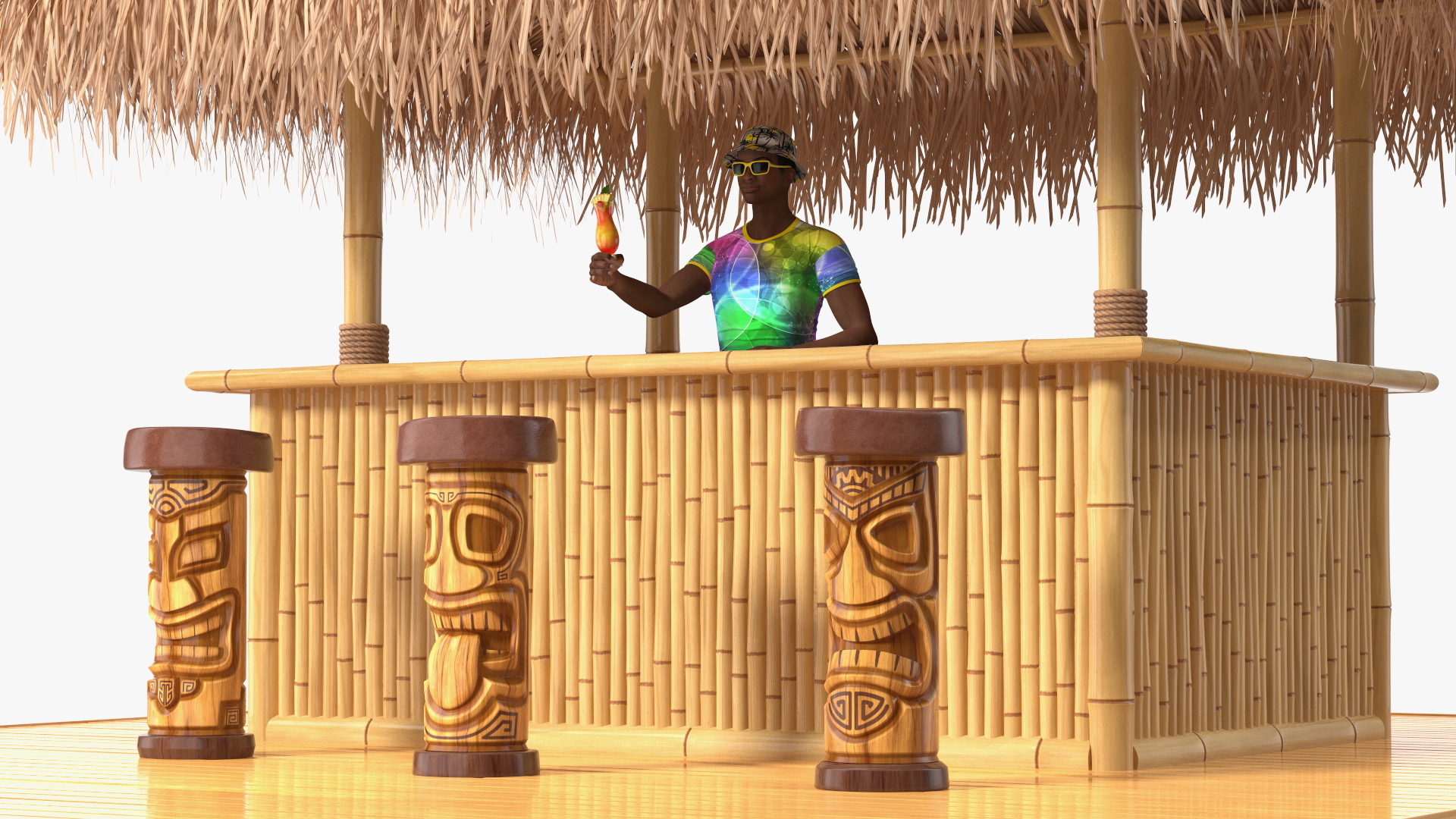 3D model Barman at Tiki Bar Rigged