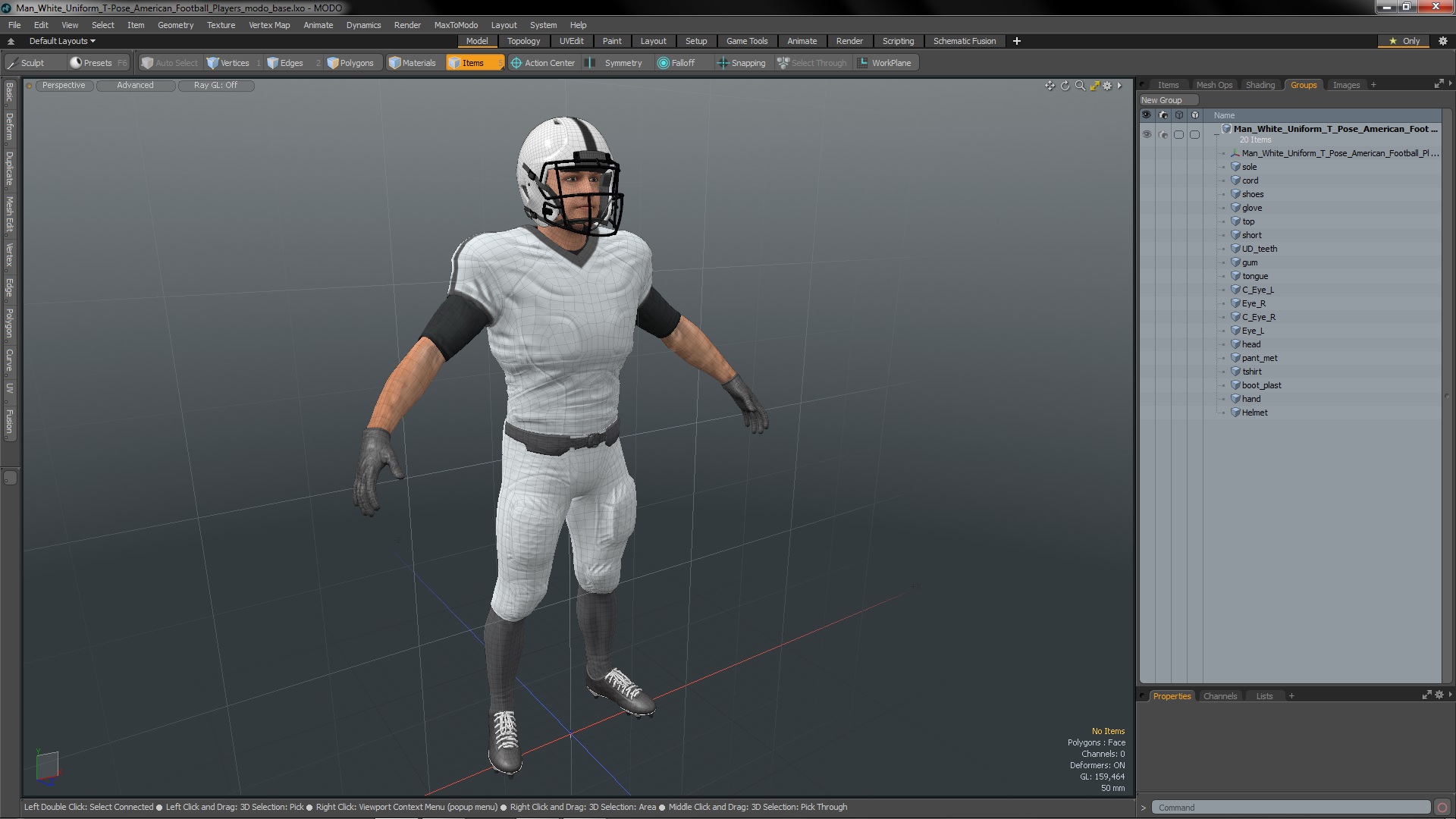 3D model Man White Uniform T-Pose American Football Players