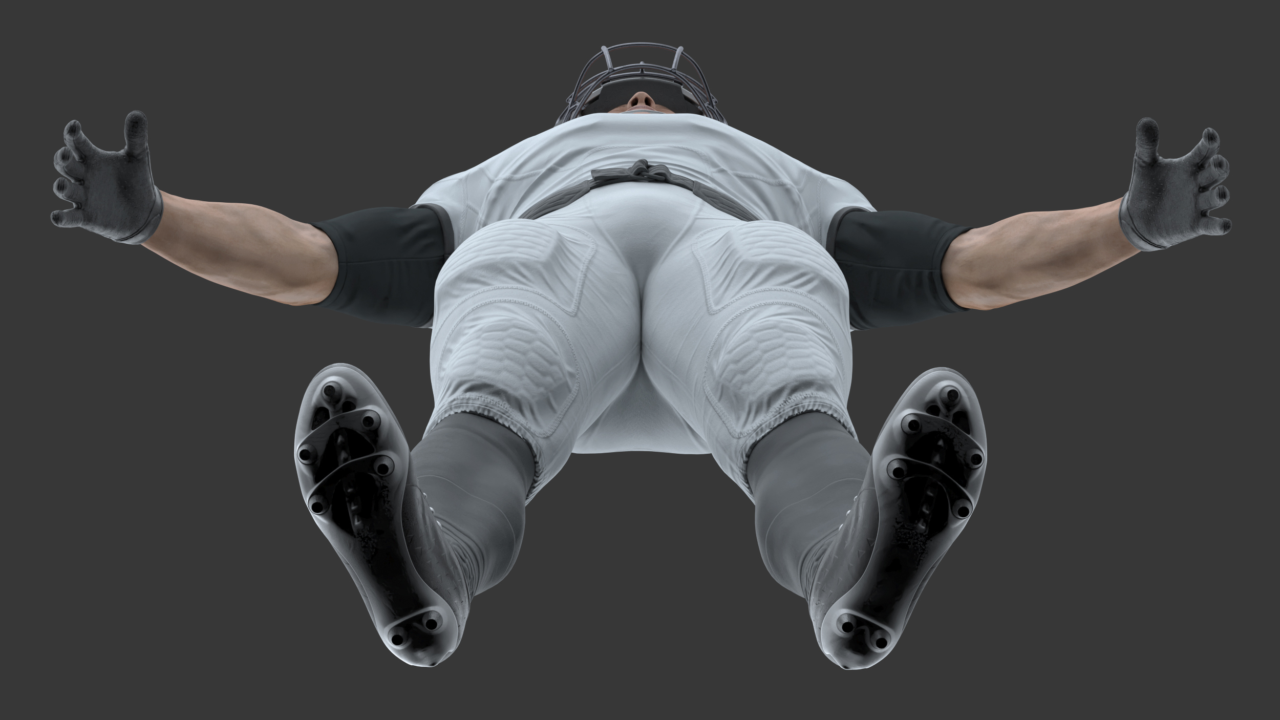 3D model Man White Uniform T-Pose American Football Players