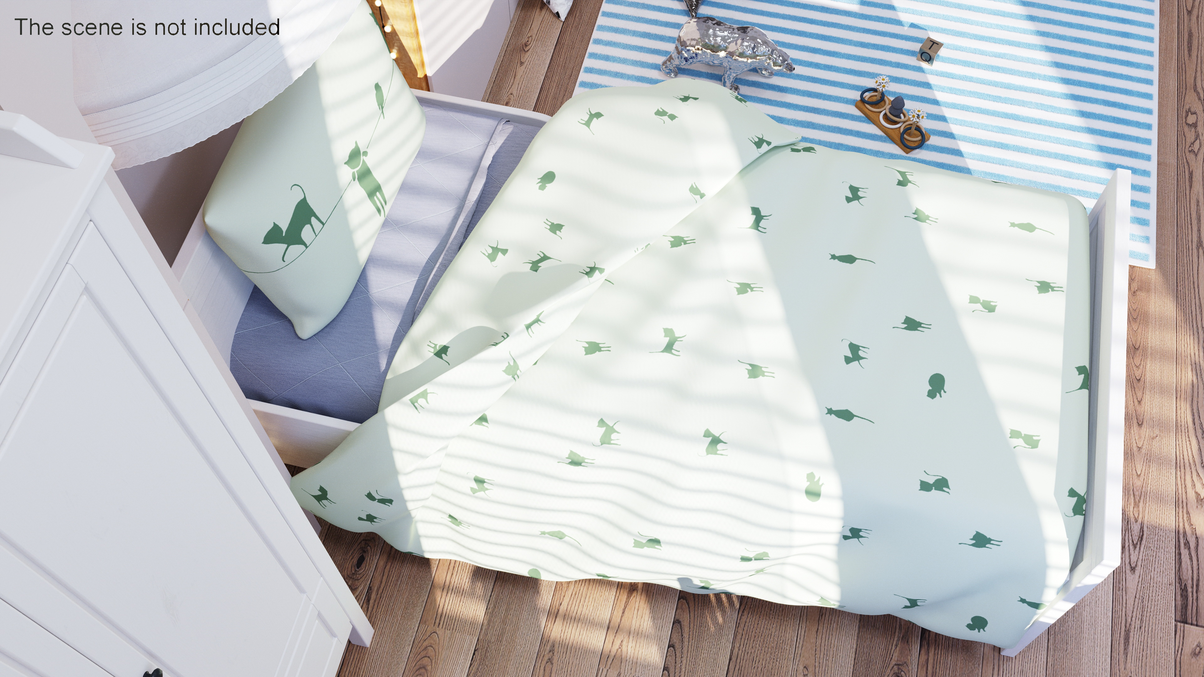3D Blanket and Pillow for Children IKEA BARNDROM Cat Pattern Green model