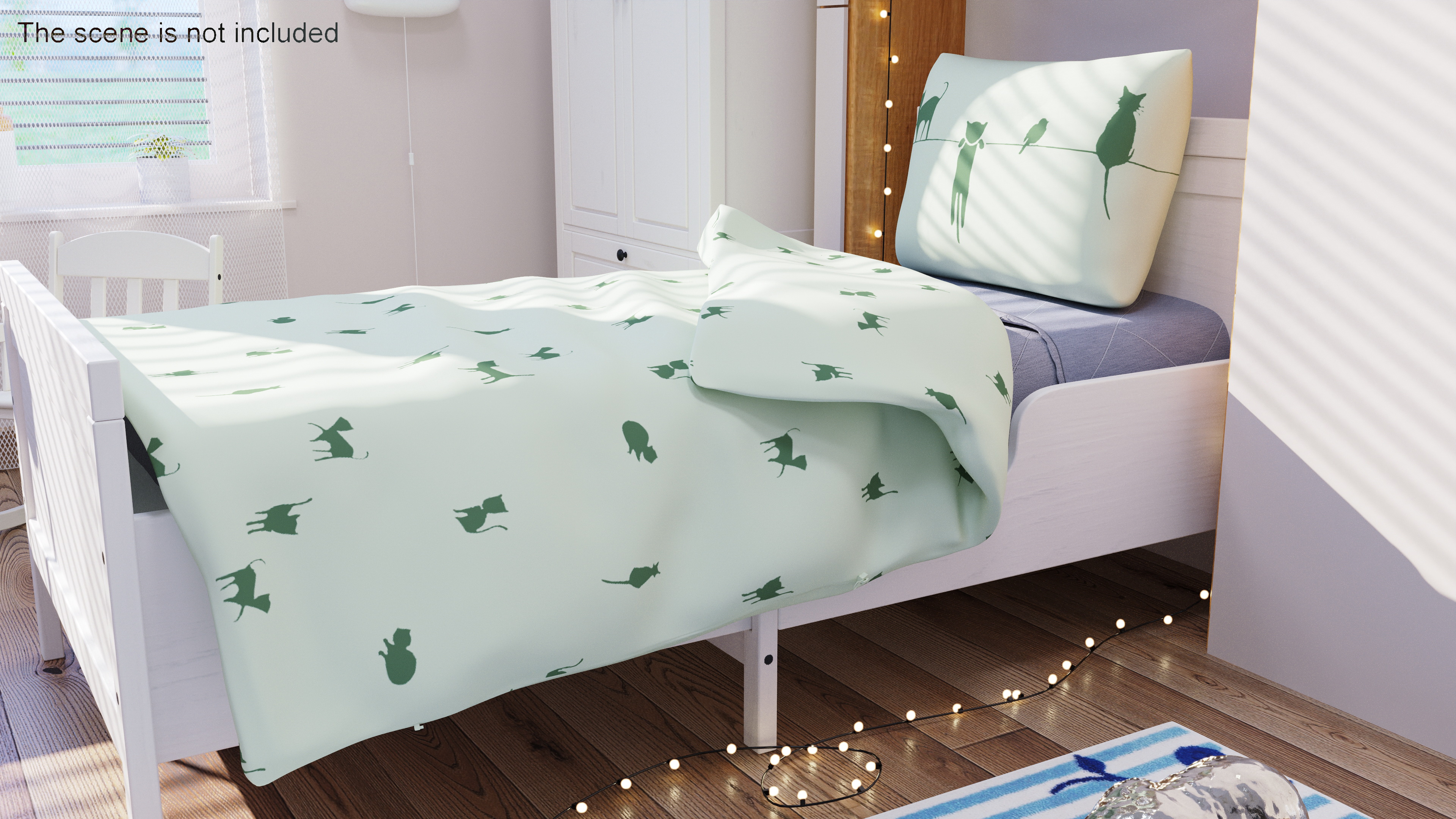 3D Blanket and Pillow for Children IKEA BARNDROM Cat Pattern Green model