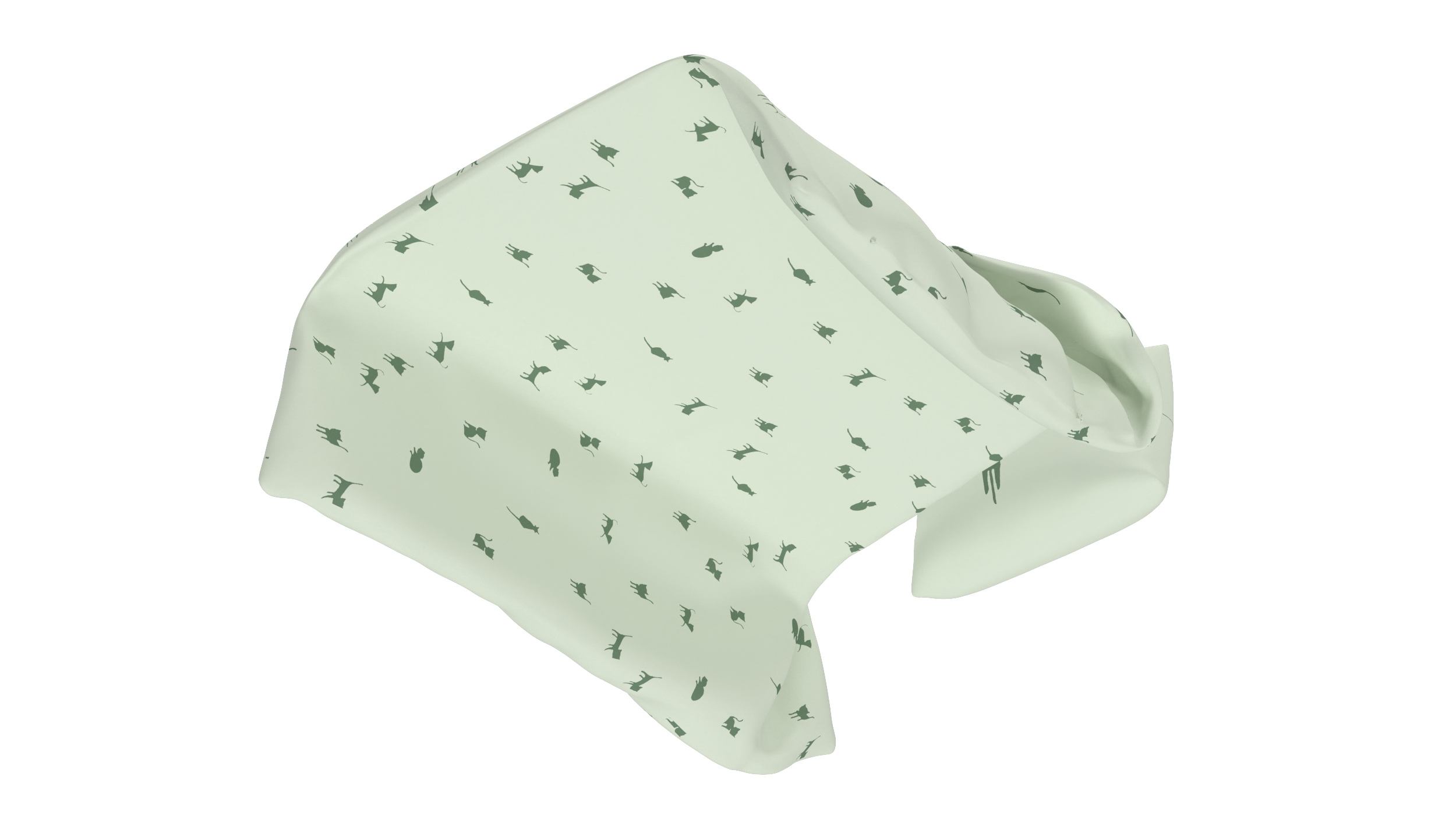 3D Blanket and Pillow for Children IKEA BARNDROM Cat Pattern Green model