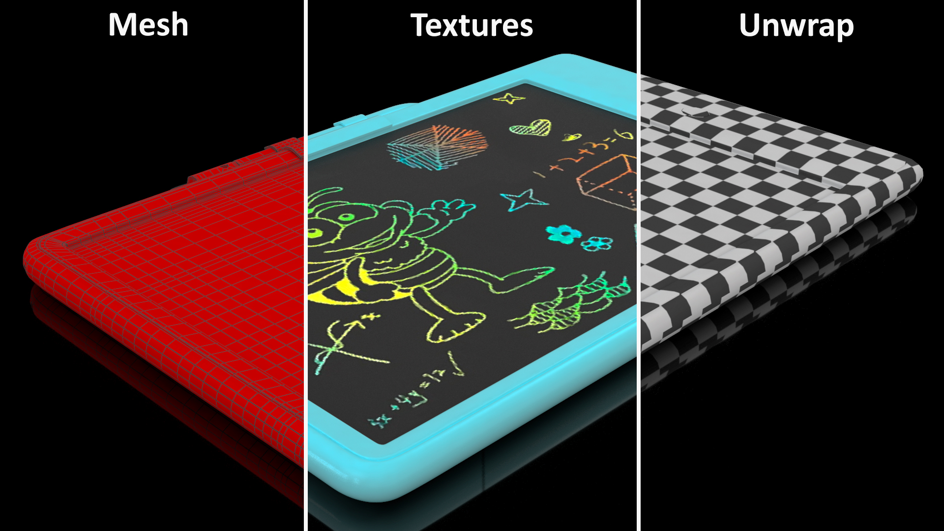 LCD Writing Tablet for Kids Blue 3D