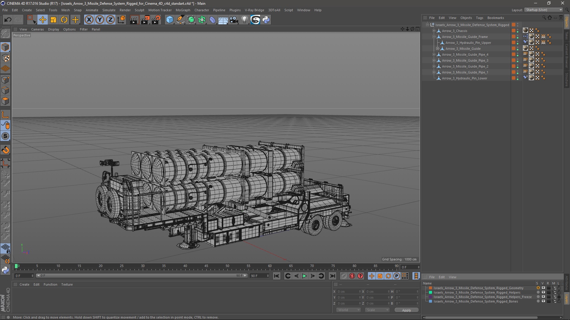 Israels Arrow-3 Missile Defense System Rigged for Cinema 4D 3D model