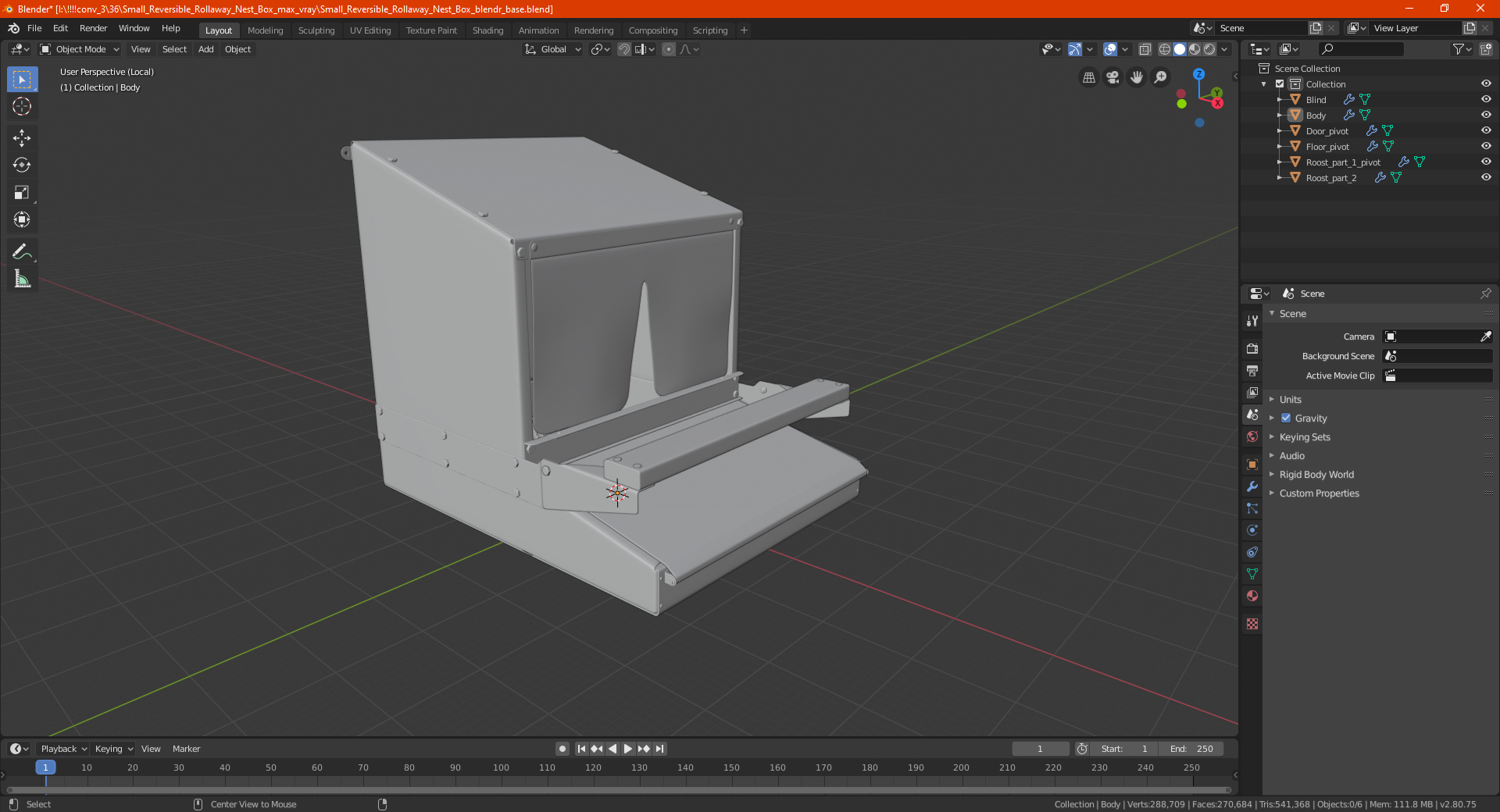 Small Reversible Rollaway Nest Box 3D model