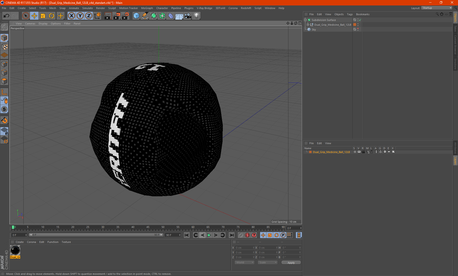 3D Dual Grip Medicine Ball 12LB model
