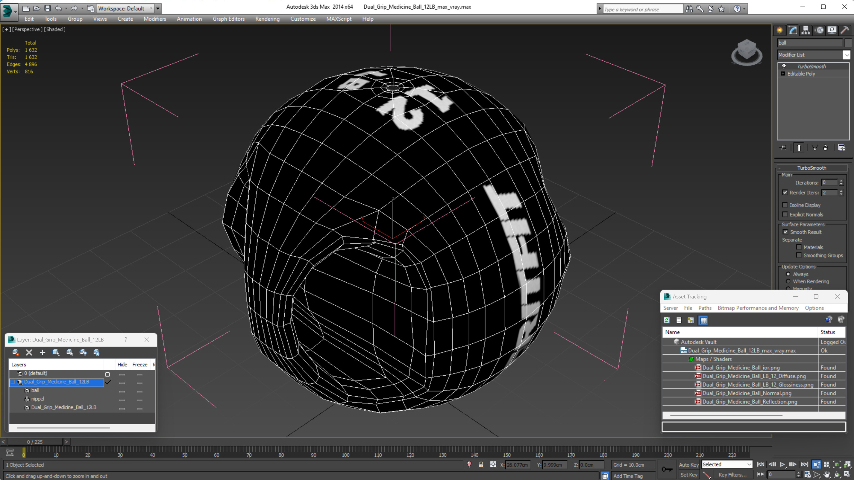 3D Dual Grip Medicine Ball 12LB model