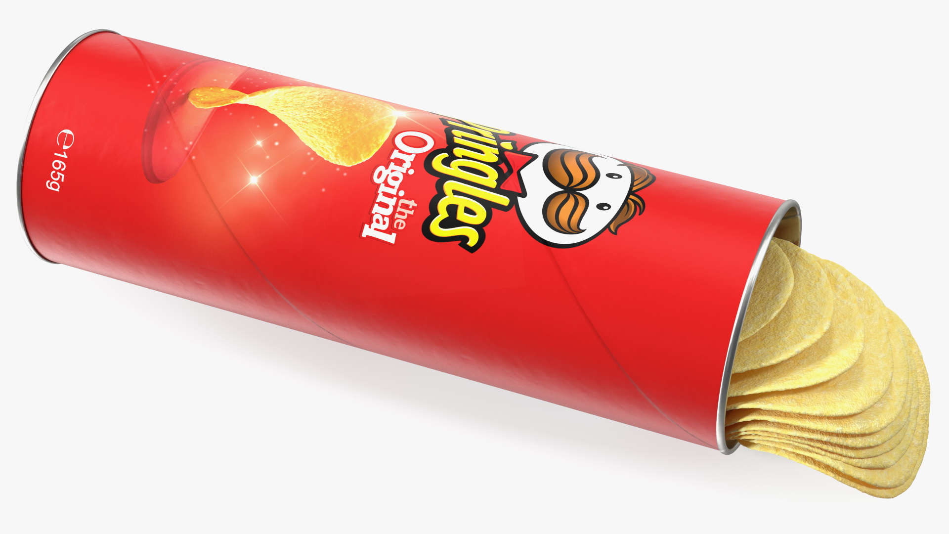 3D model Opened Tube of Pringles Original Potato Chips
