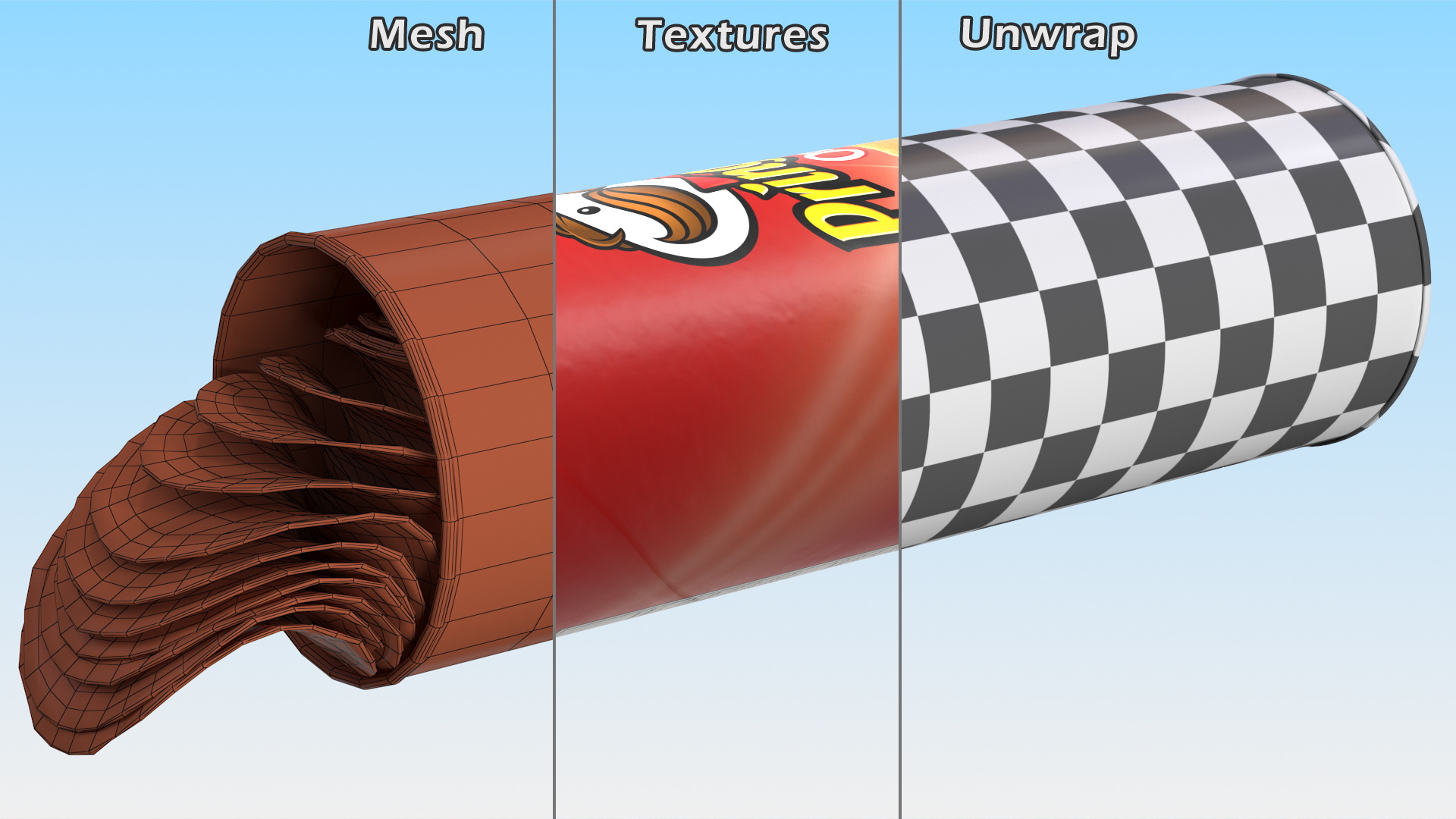 3D model Opened Tube of Pringles Original Potato Chips