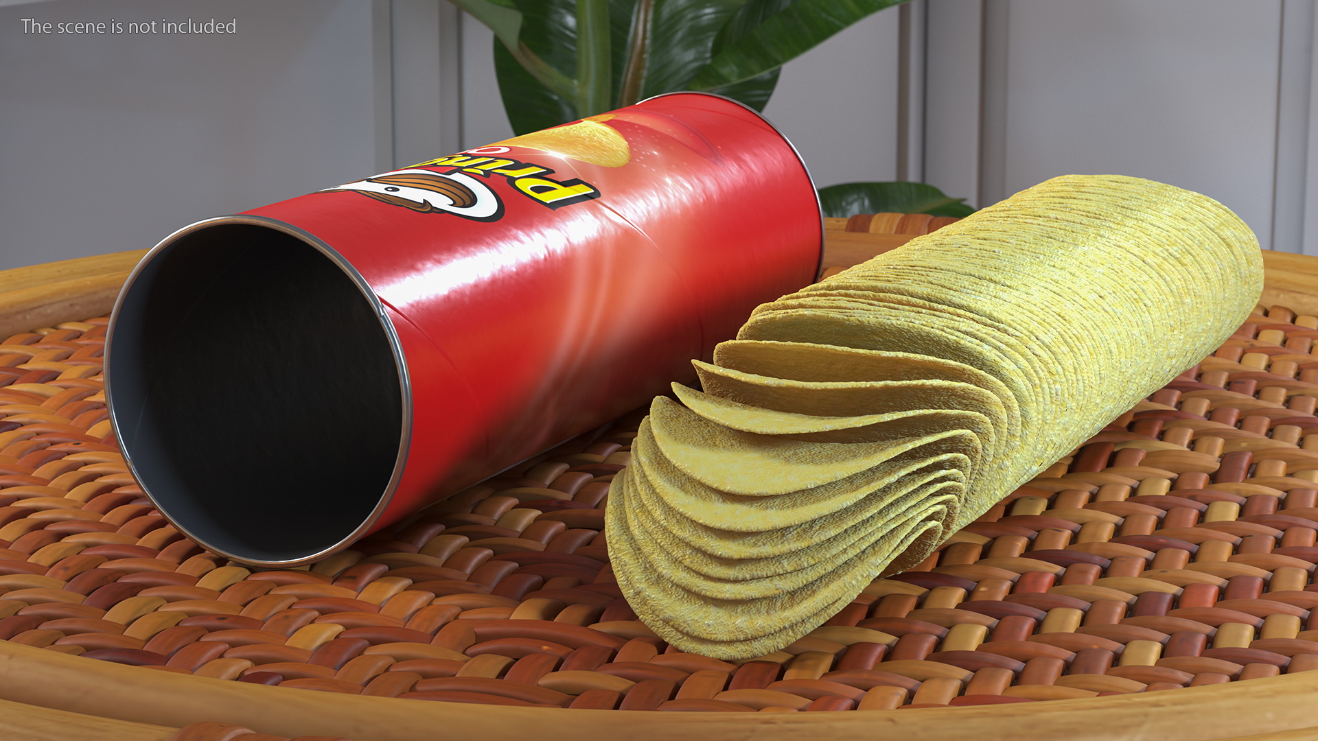 3D model Opened Tube of Pringles Original Potato Chips