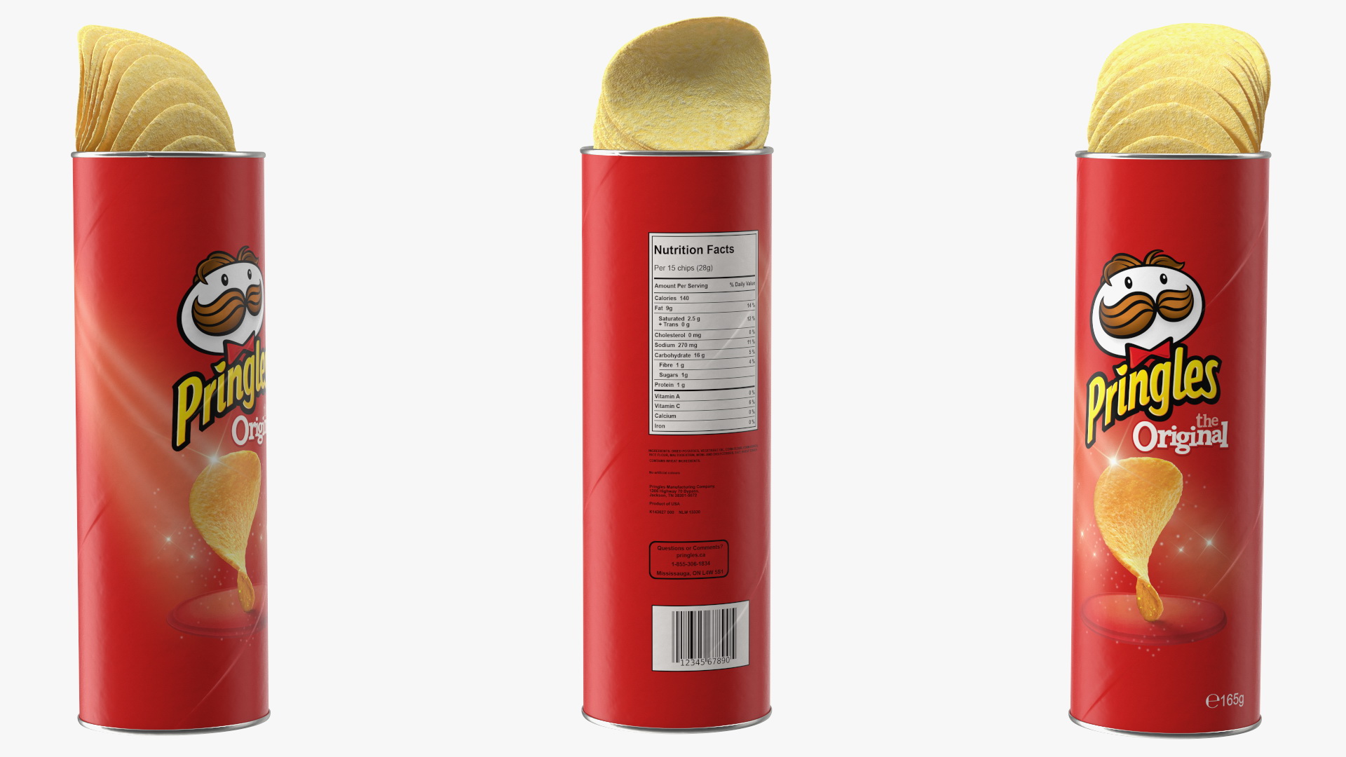 3D model Opened Tube of Pringles Original Potato Chips