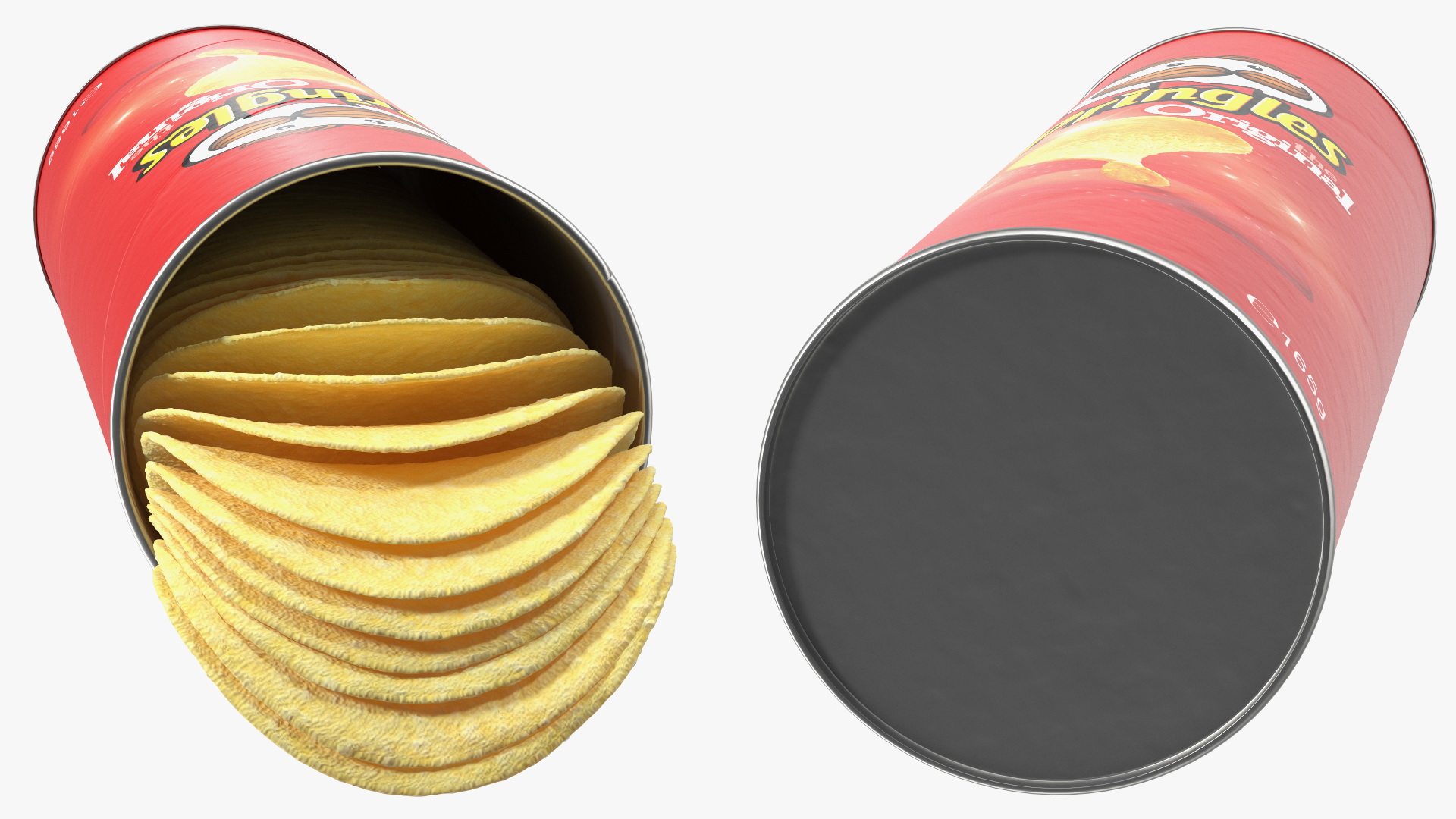 3D model Opened Tube of Pringles Original Potato Chips