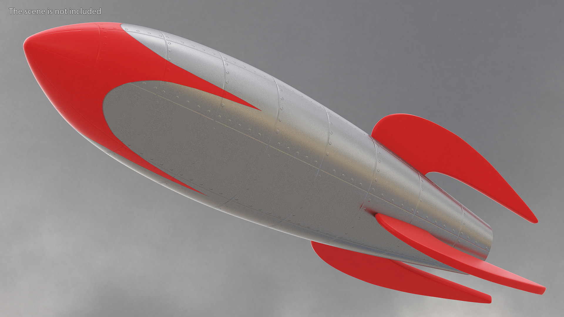 Retro Space Rocket Red 3D