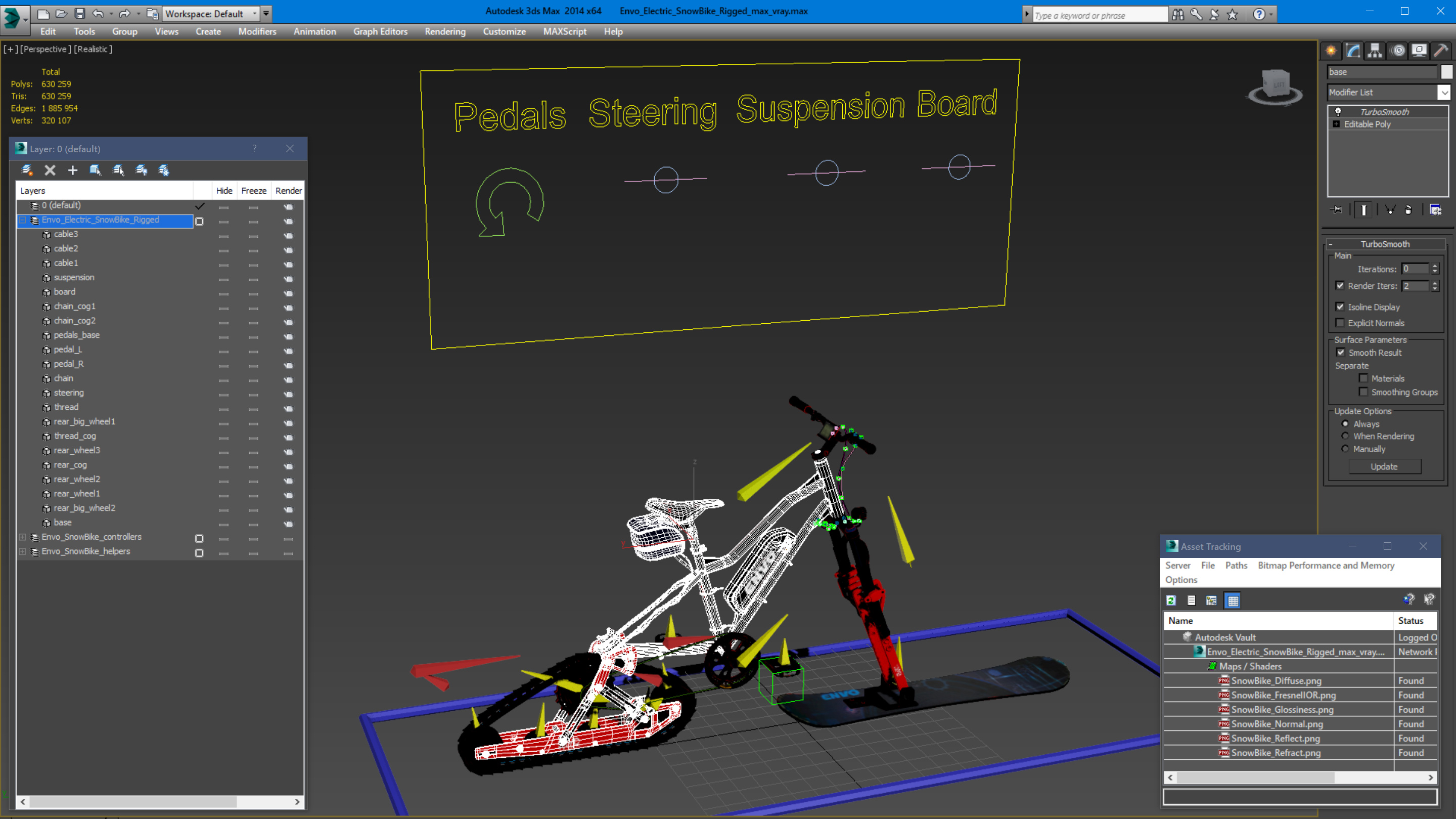 Envo Electric SnowBike Rigged 3D model