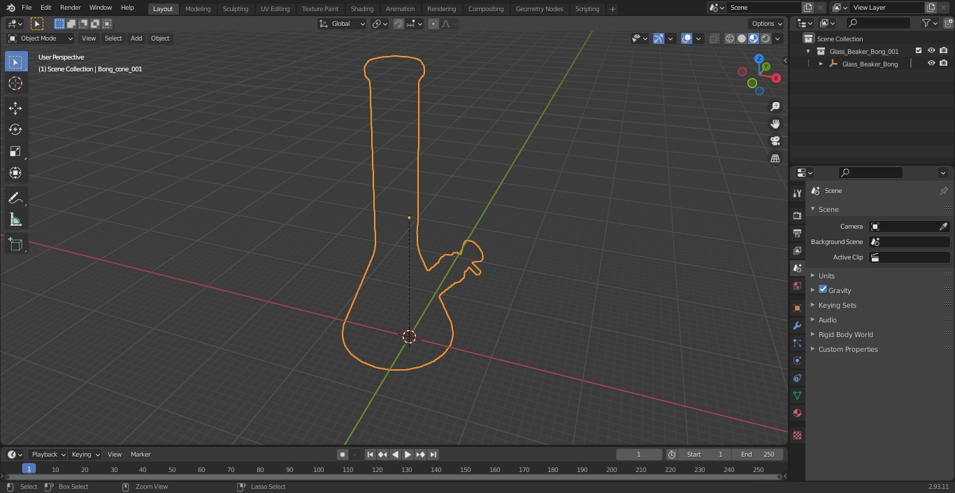 Glass Beaker Bong 3D