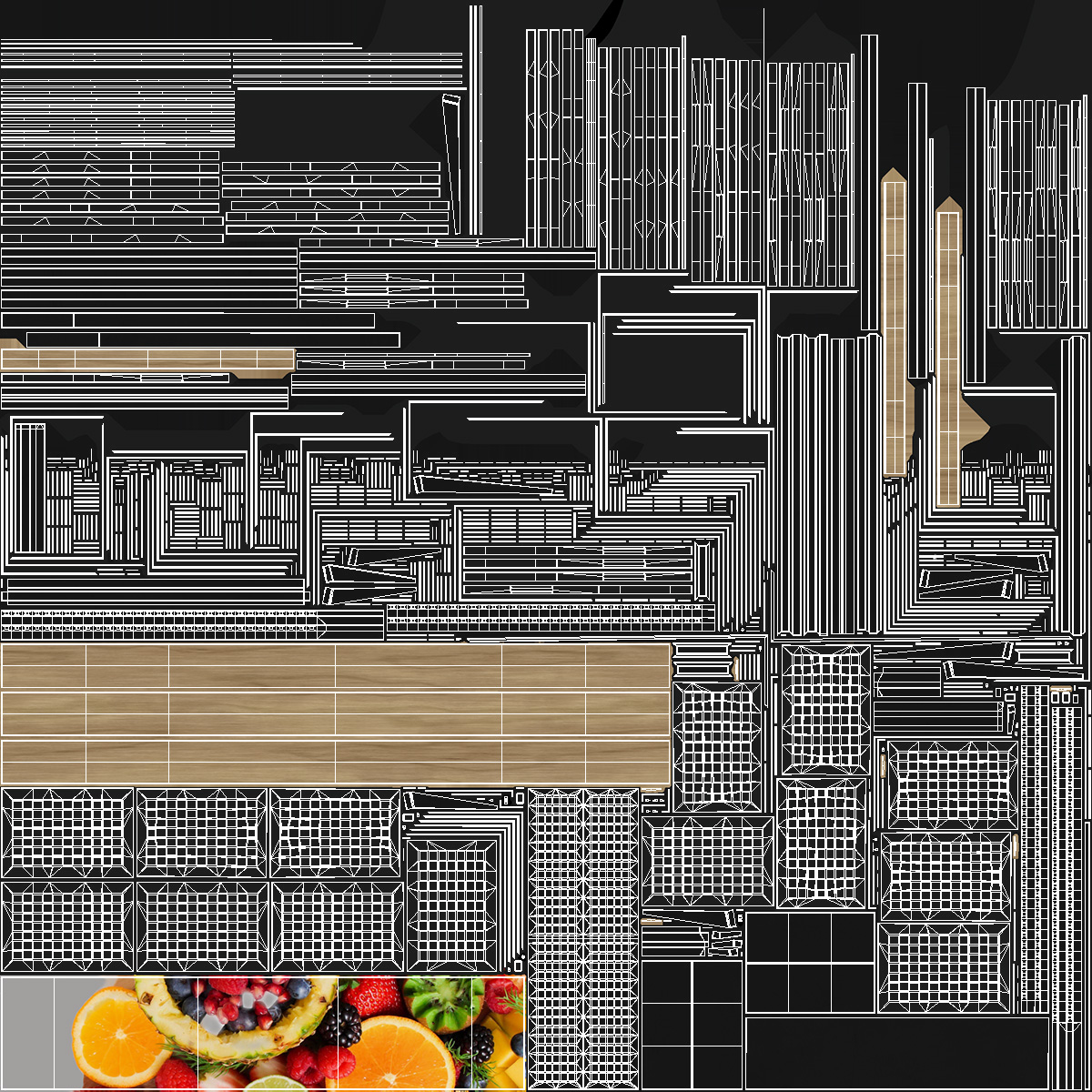 3D Supermarket Fruit Display Stand