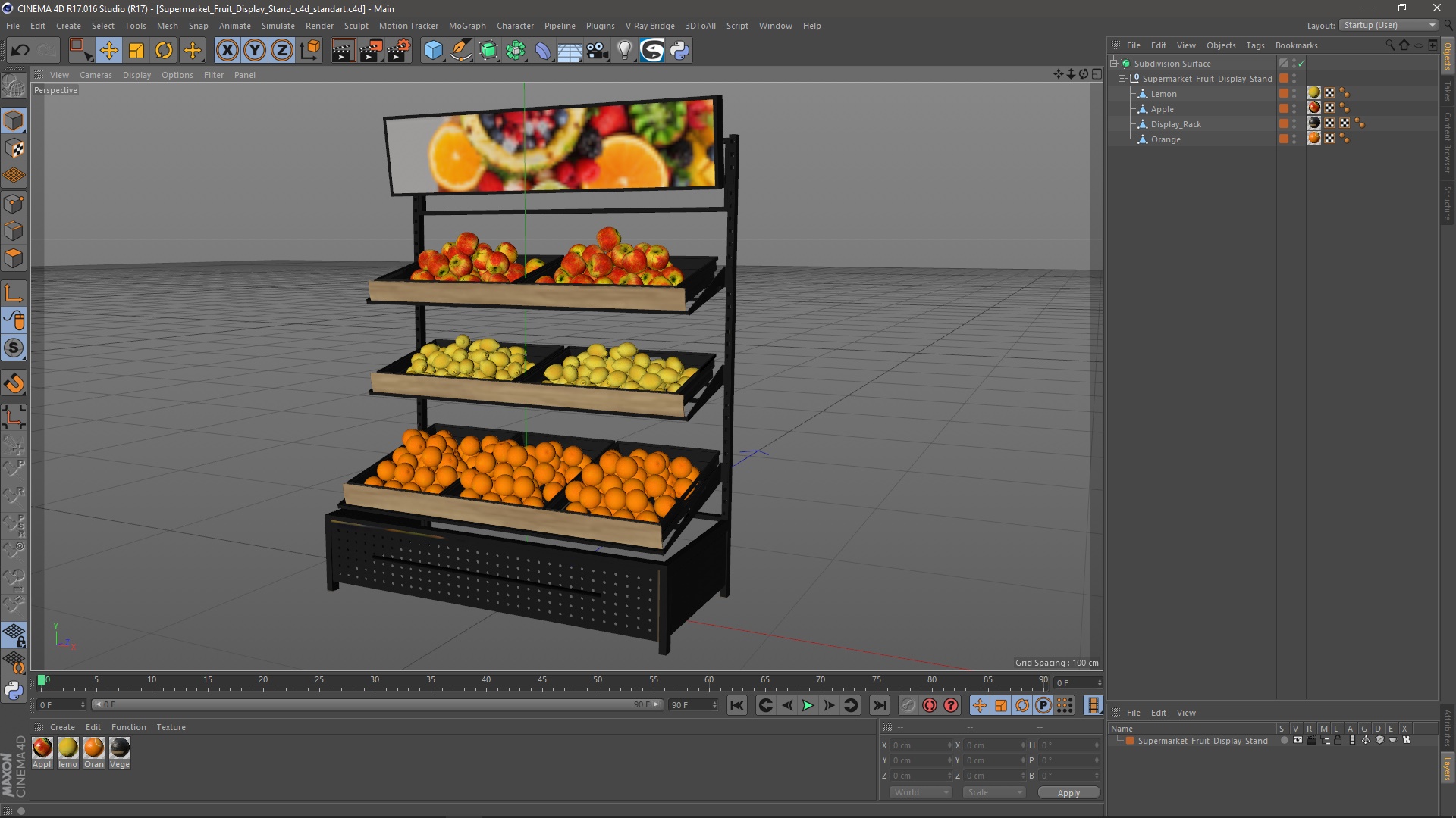 3D Supermarket Fruit Display Stand