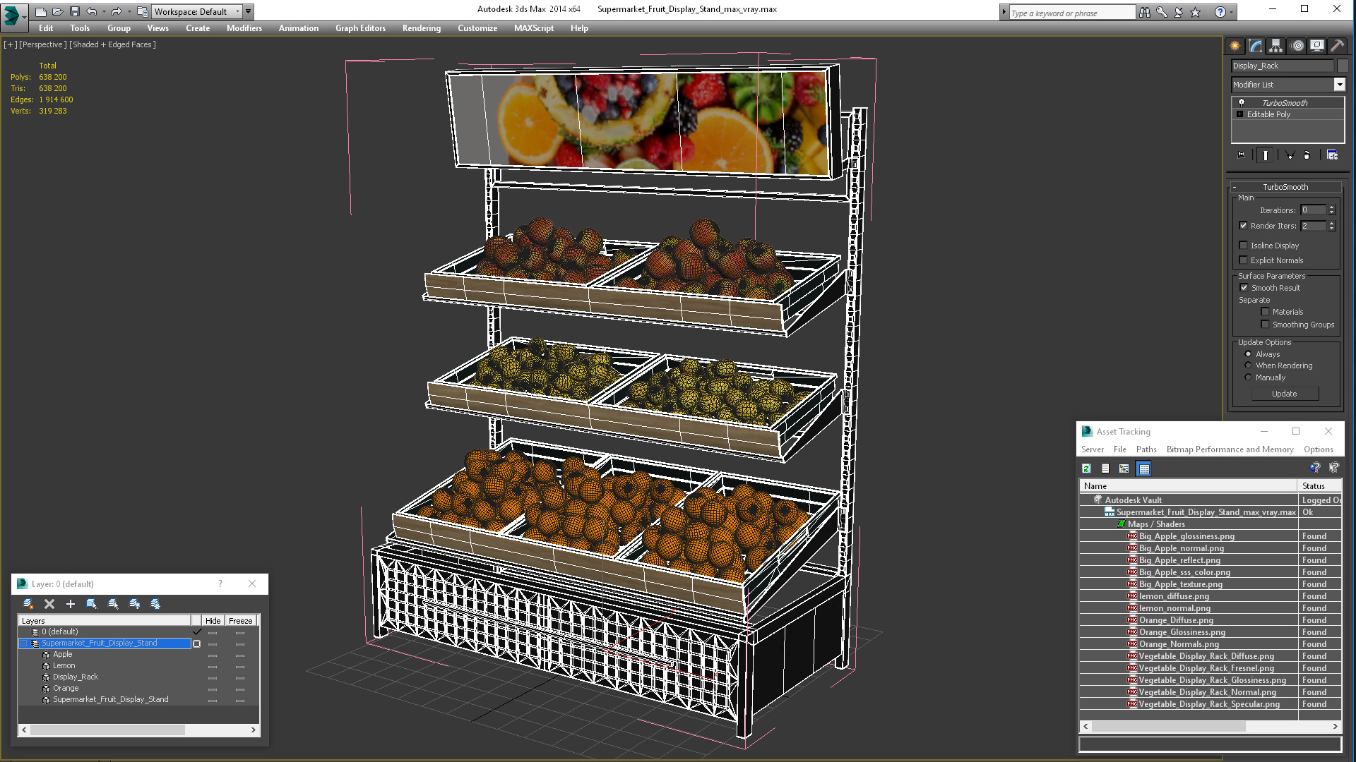 3D Supermarket Fruit Display Stand