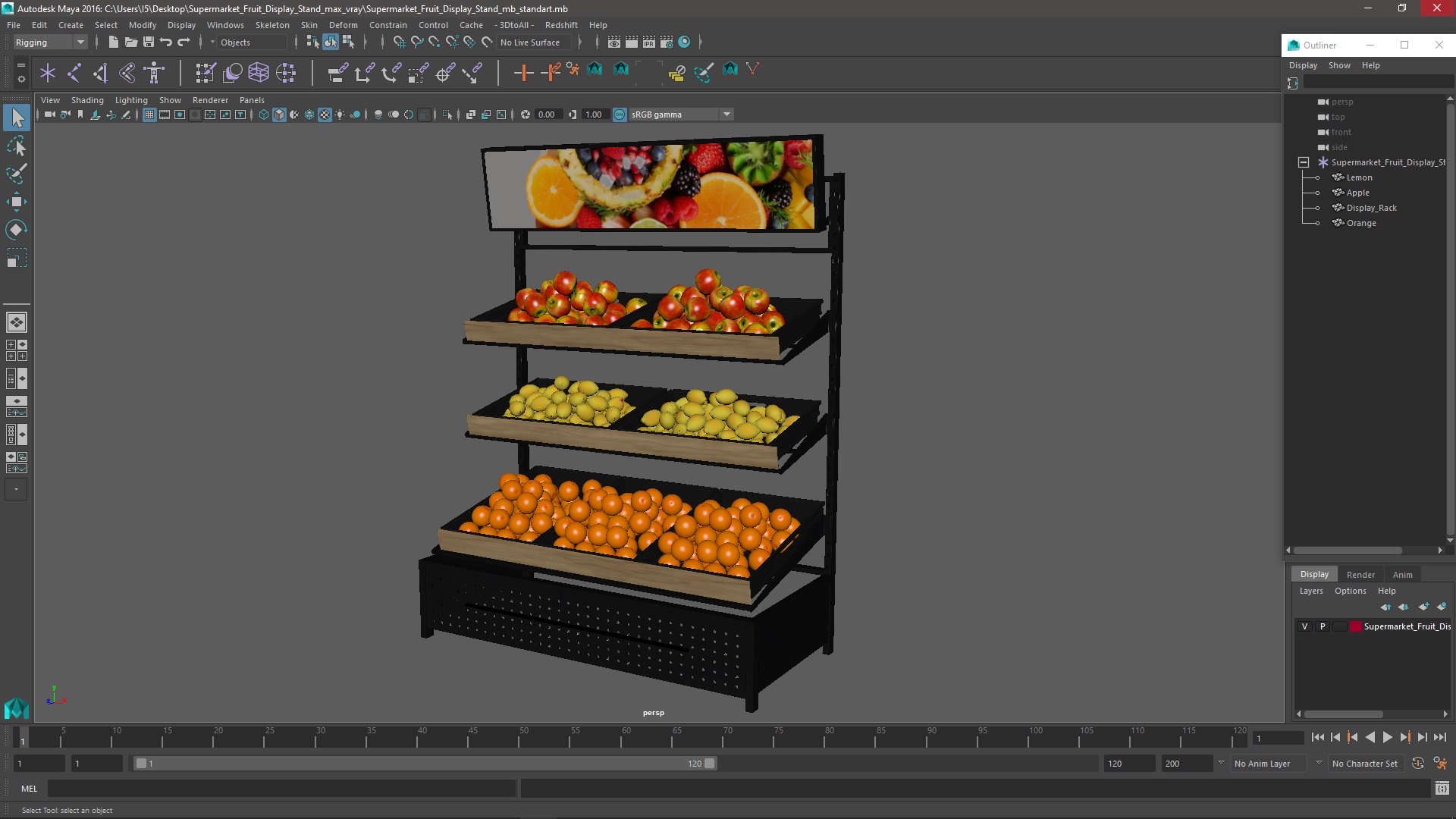 3D Supermarket Fruit Display Stand