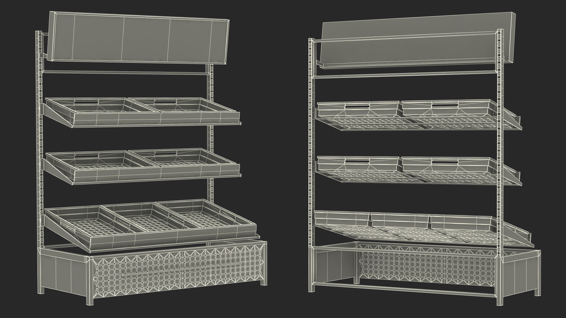 3D Supermarket Fruit Display Stand