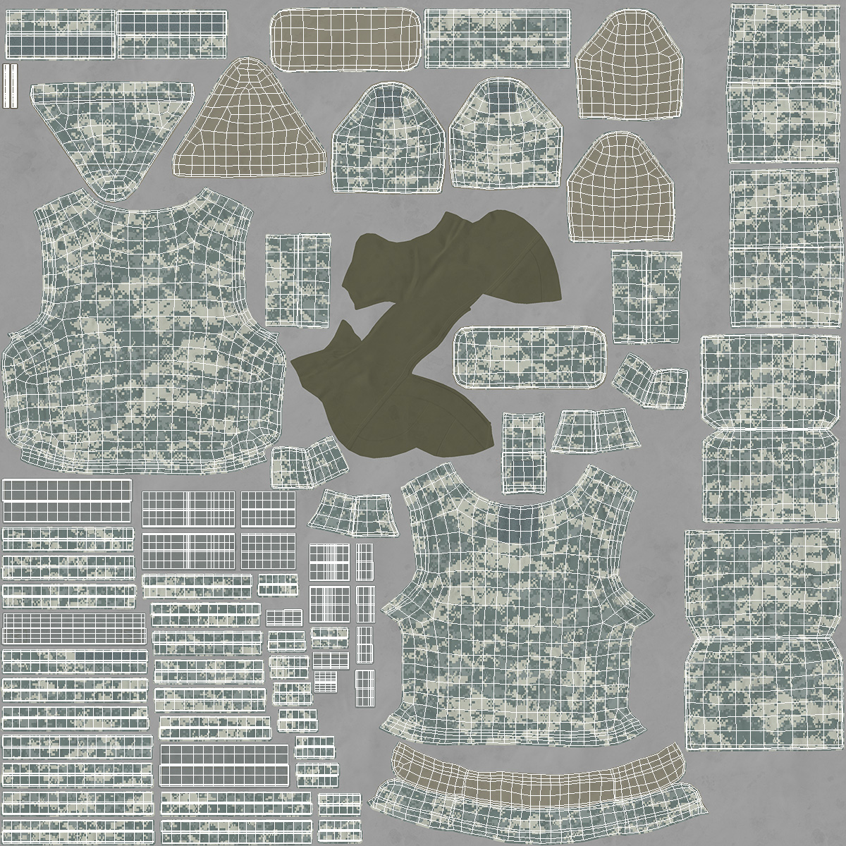 3D Army Soldier in Grey Camo with Rifle Aiming model