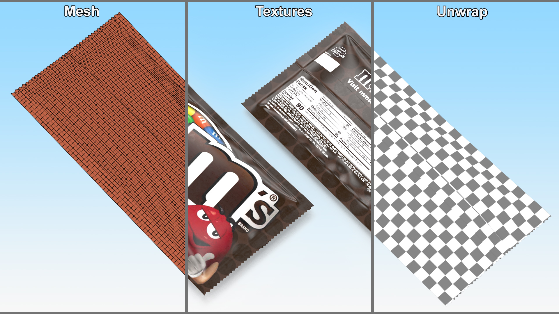 3D M and Ms Candy Package Brown model