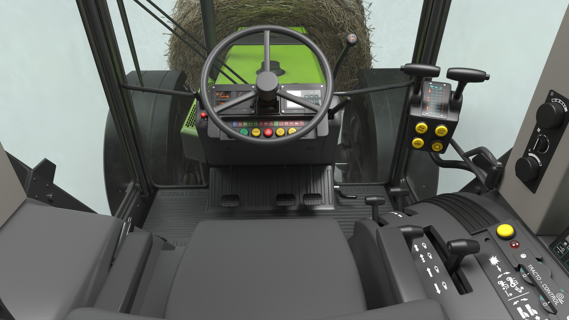 Agricultural Tractor with Round Hay Bale Green - view 11