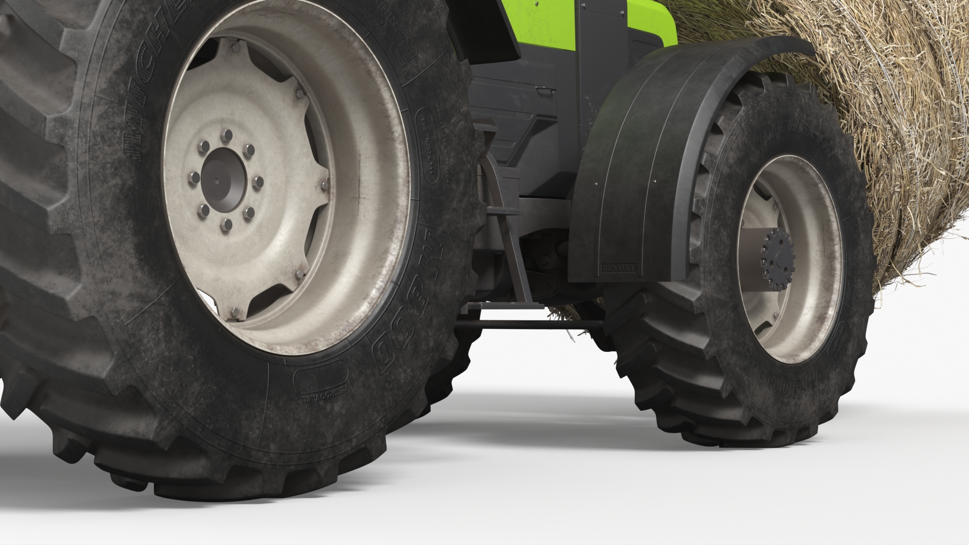 Agricultural Tractor with Round Hay Bale Green - view 9
