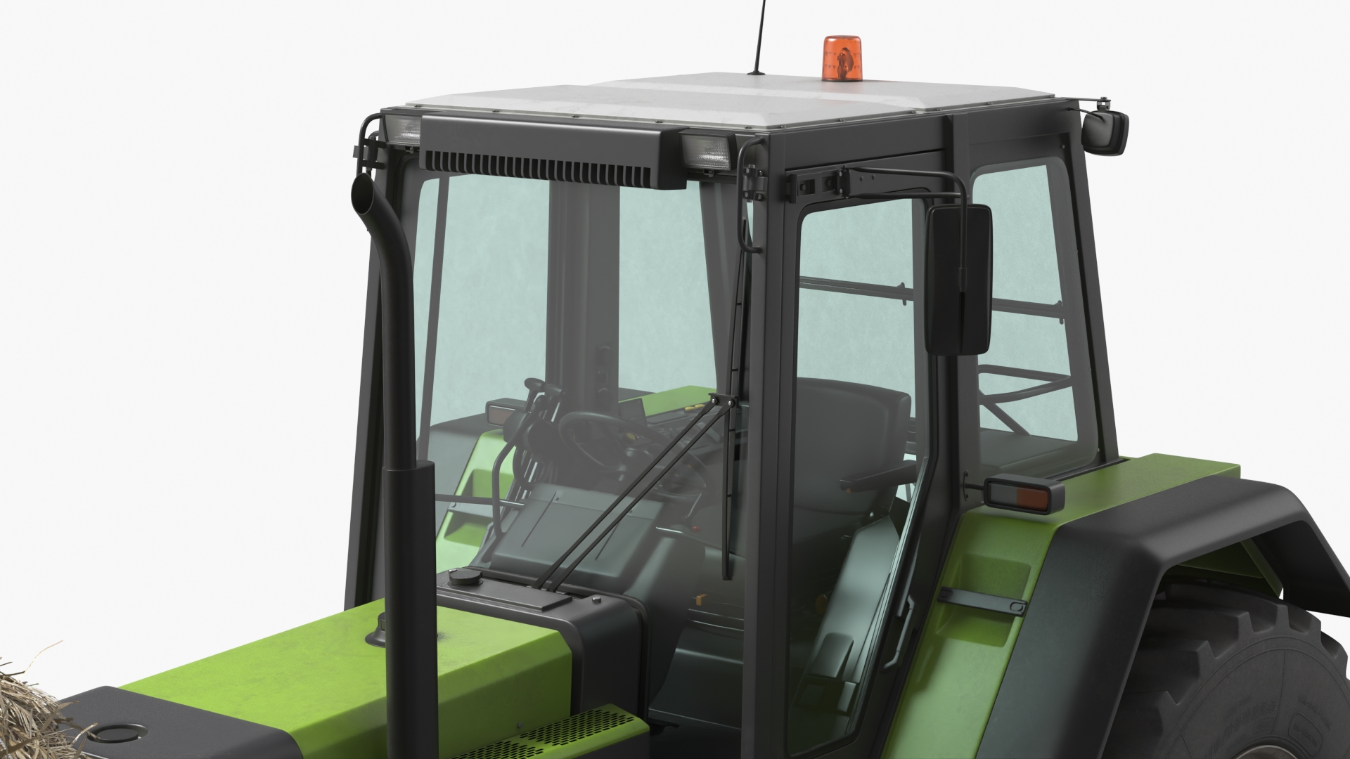 Agricultural Tractor with Round Hay Bale Green - view 7