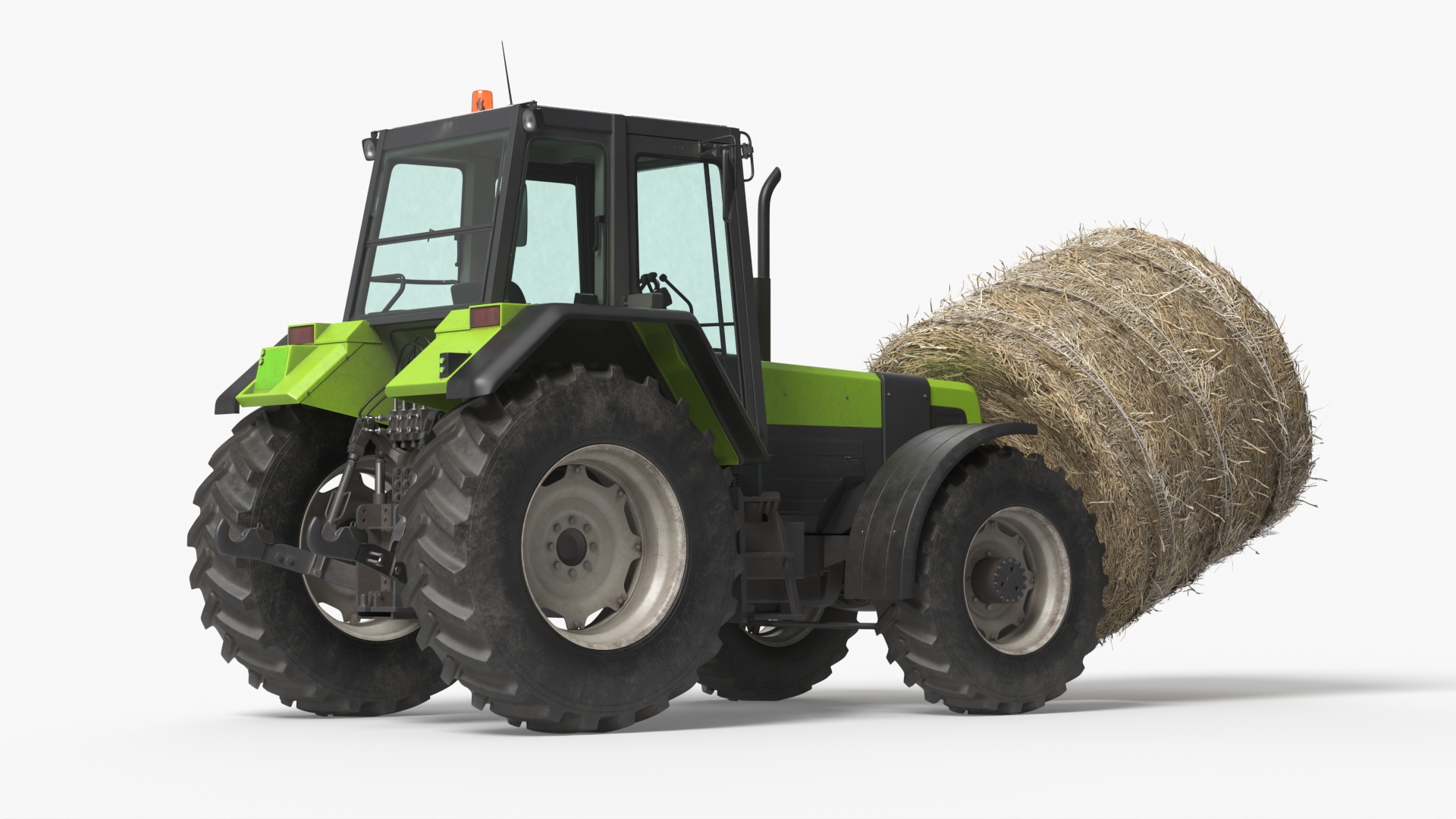 Agricultural Tractor with Round Hay Bale Green - view 5
