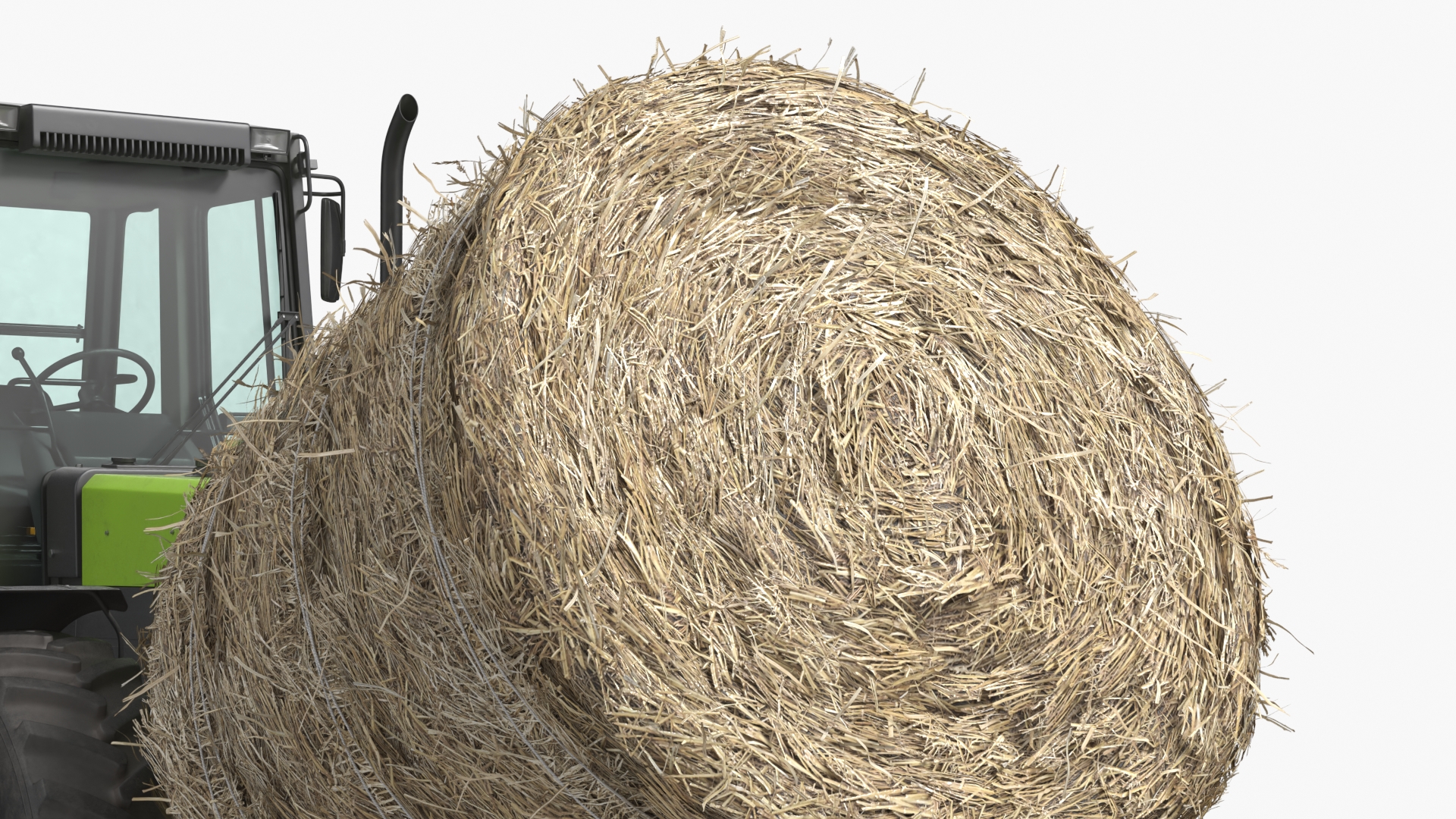Agricultural Tractor with Round Hay Bale Green - view 10