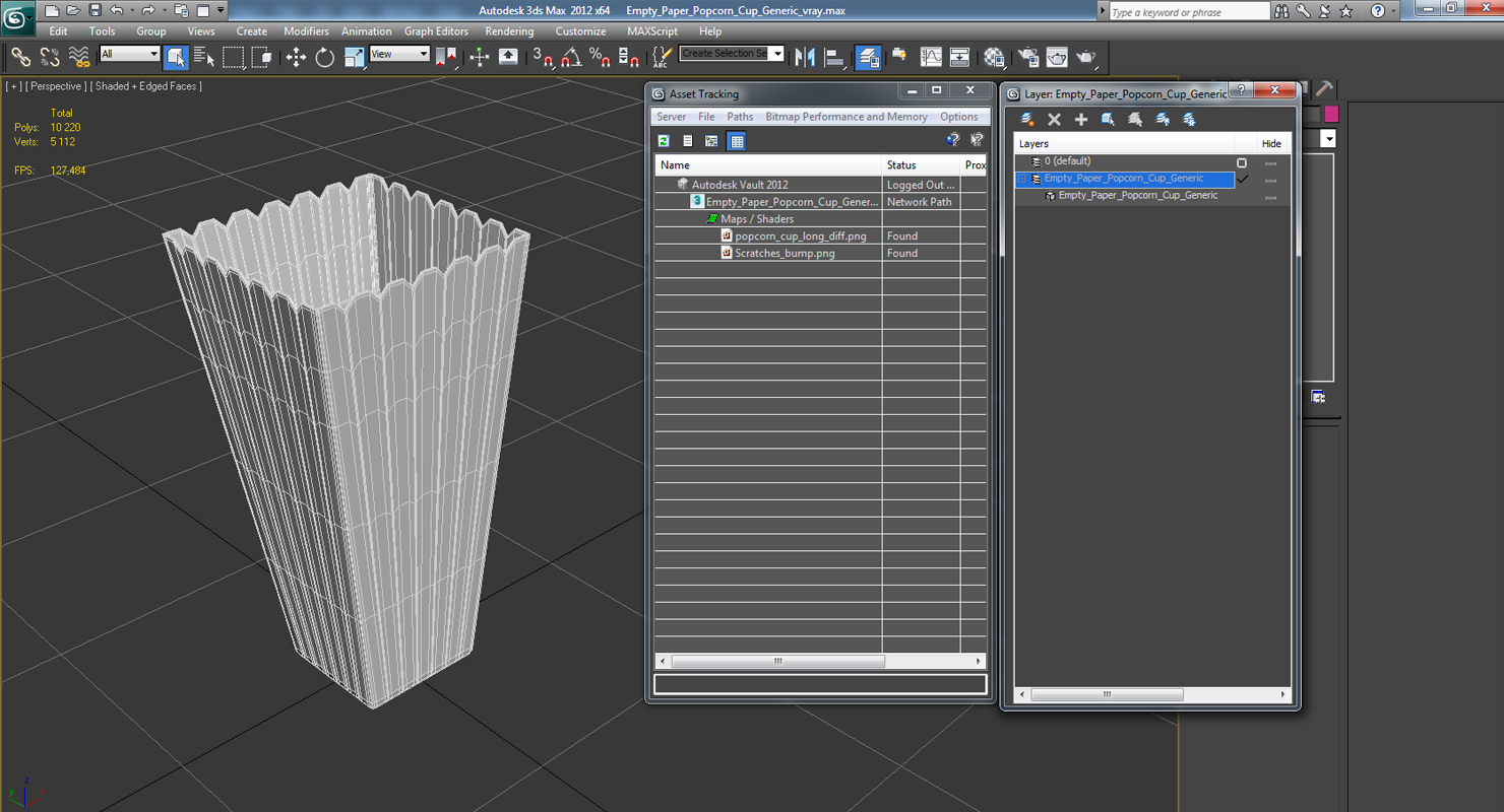 3D Empty Paper Popcorn Cup Generic