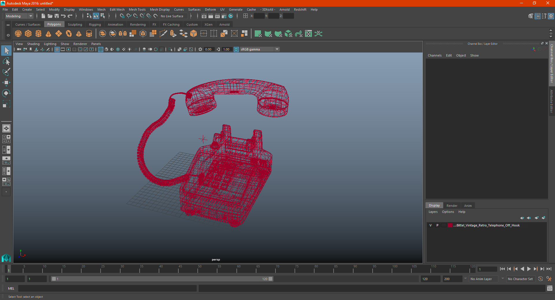Bittel Vintage Retro Telephone Off Hook 3D model