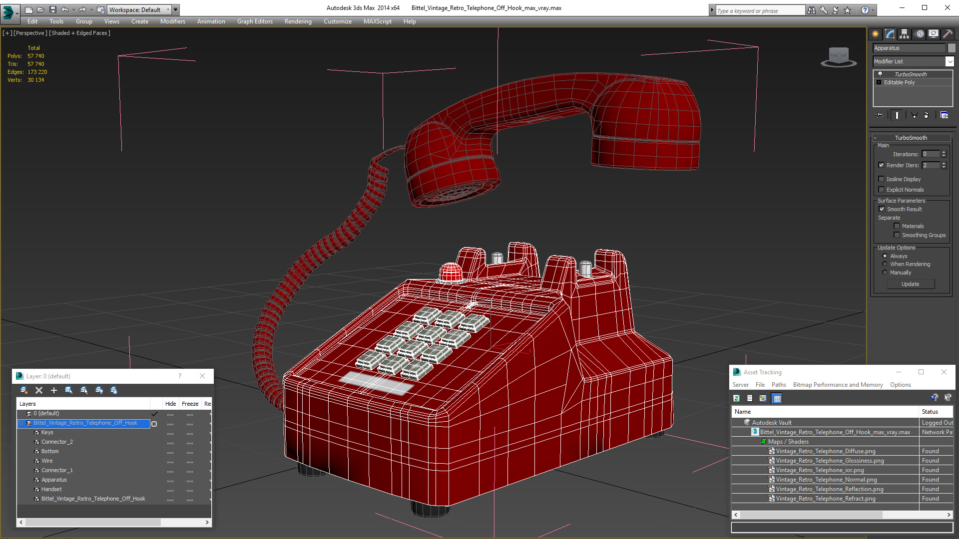 Bittel Vintage Retro Telephone Off Hook 3D model
