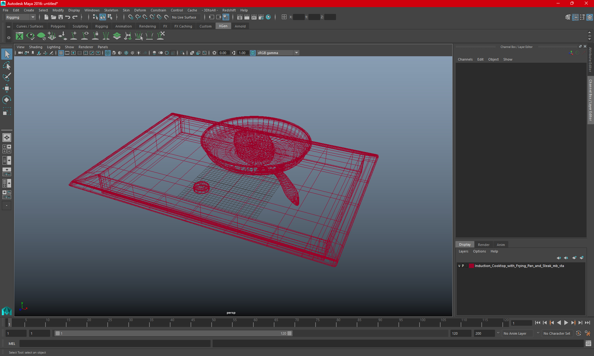 3D Induction Cooktop with Frying Pan and Steak model