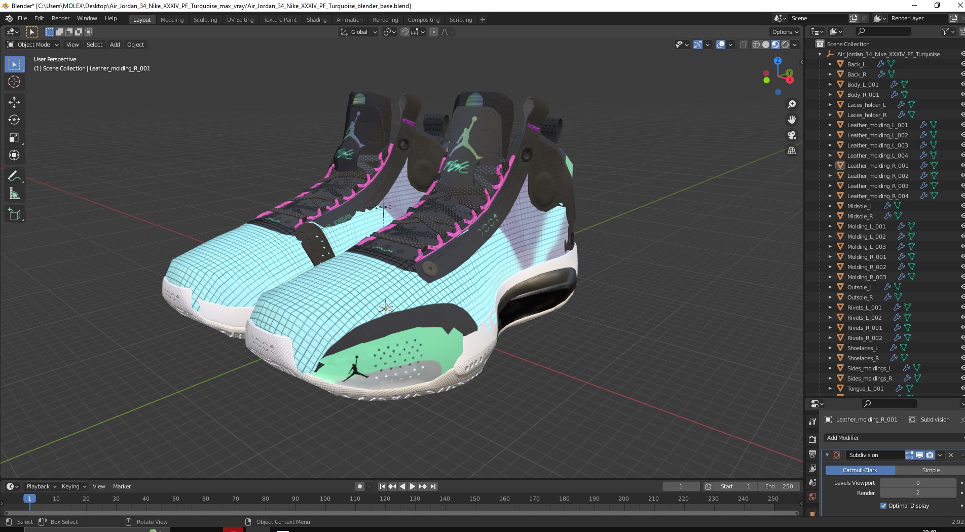 Air Jordan 34 Nike XXXIV PF Turquoise 3D