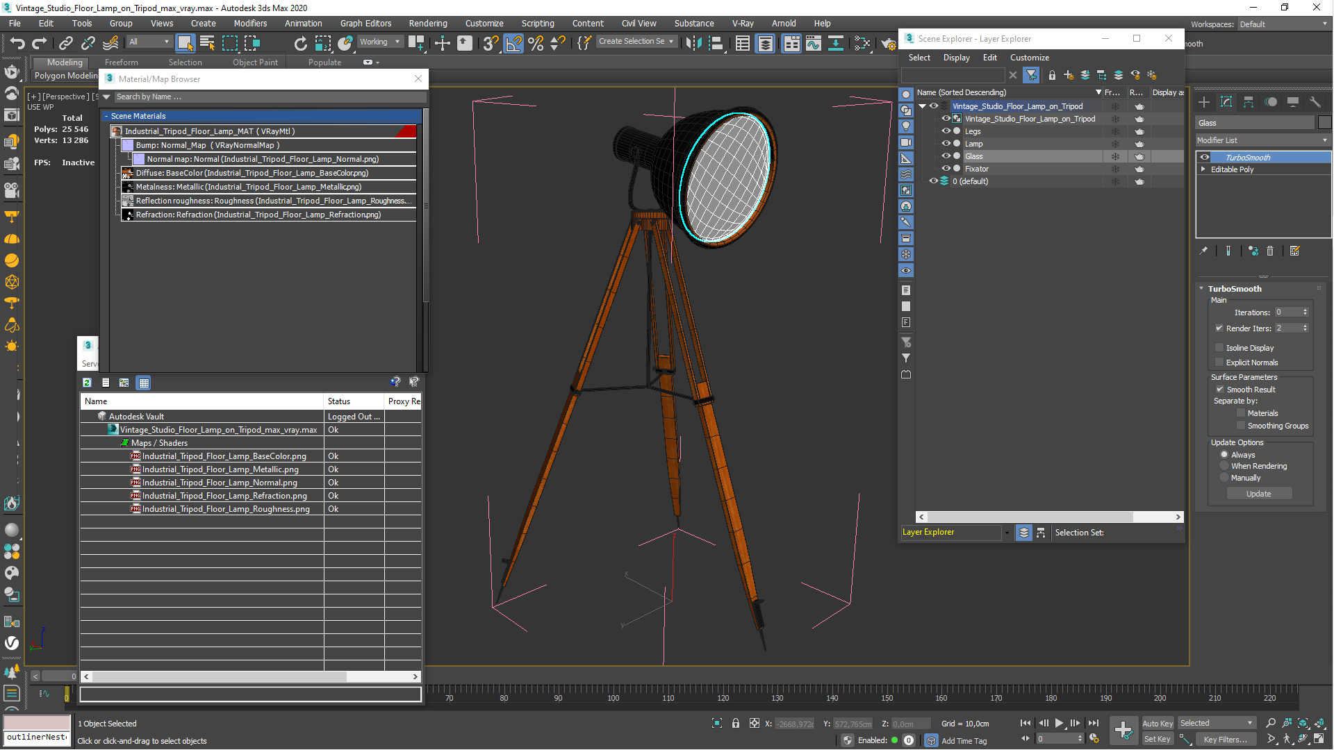 3D model Vintage Studio Floor Lamp on Tripod