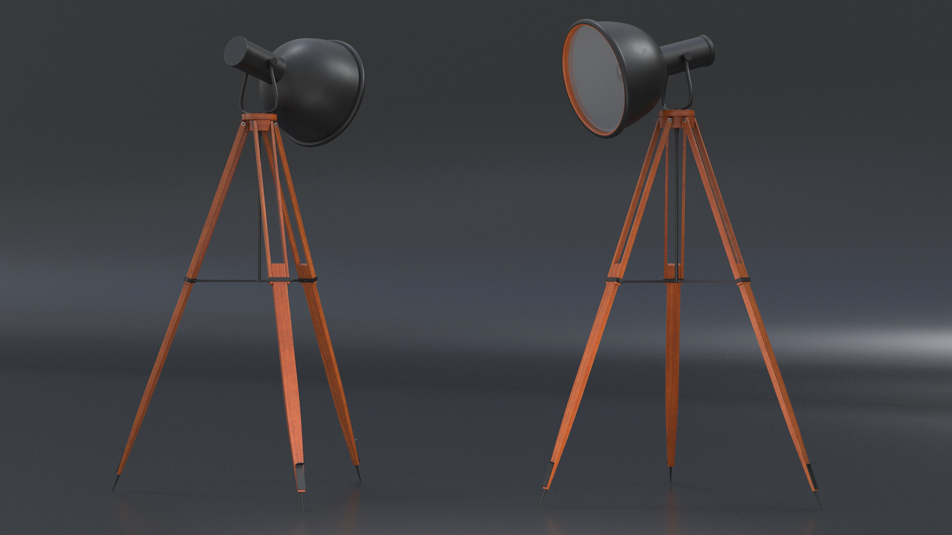 3D model Vintage Studio Floor Lamp on Tripod