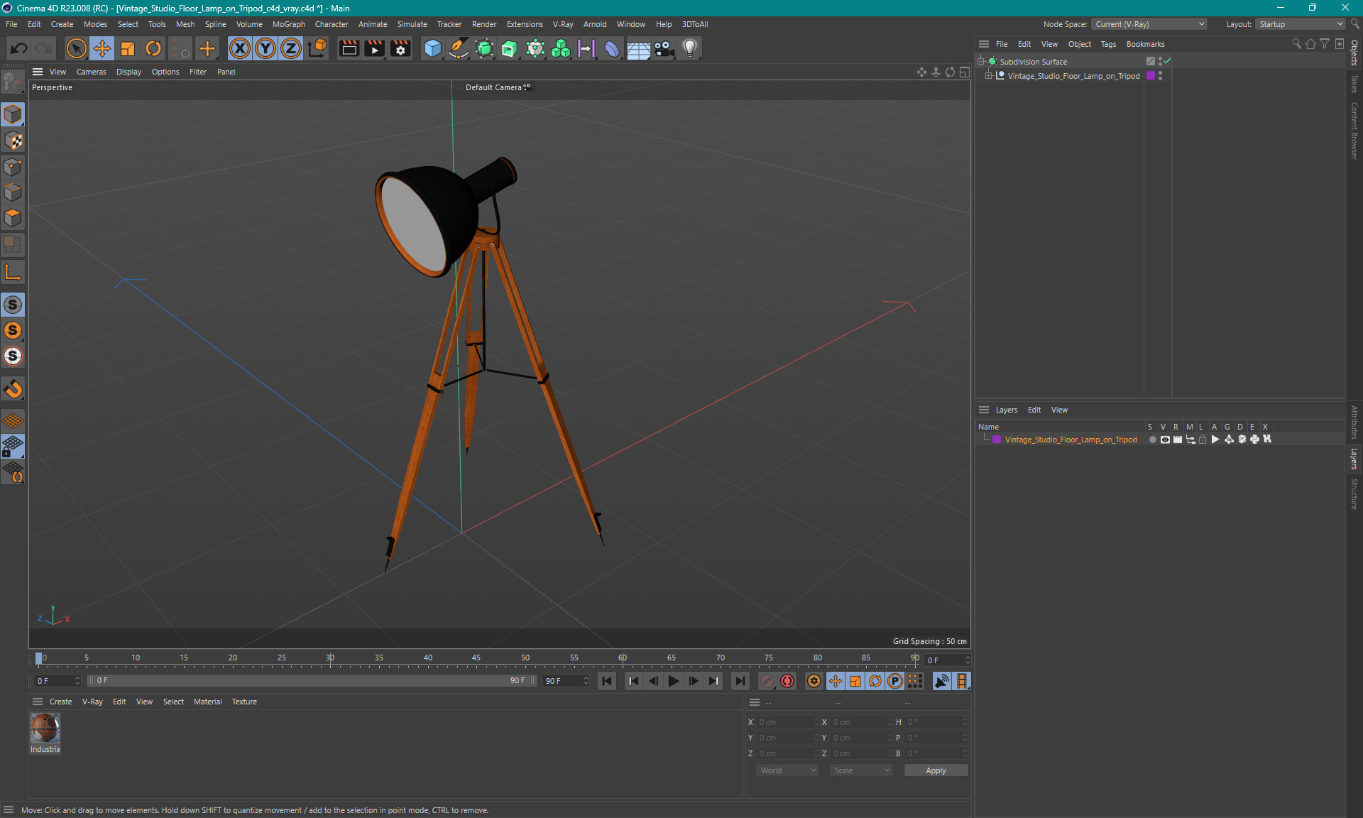 3D model Vintage Studio Floor Lamp on Tripod