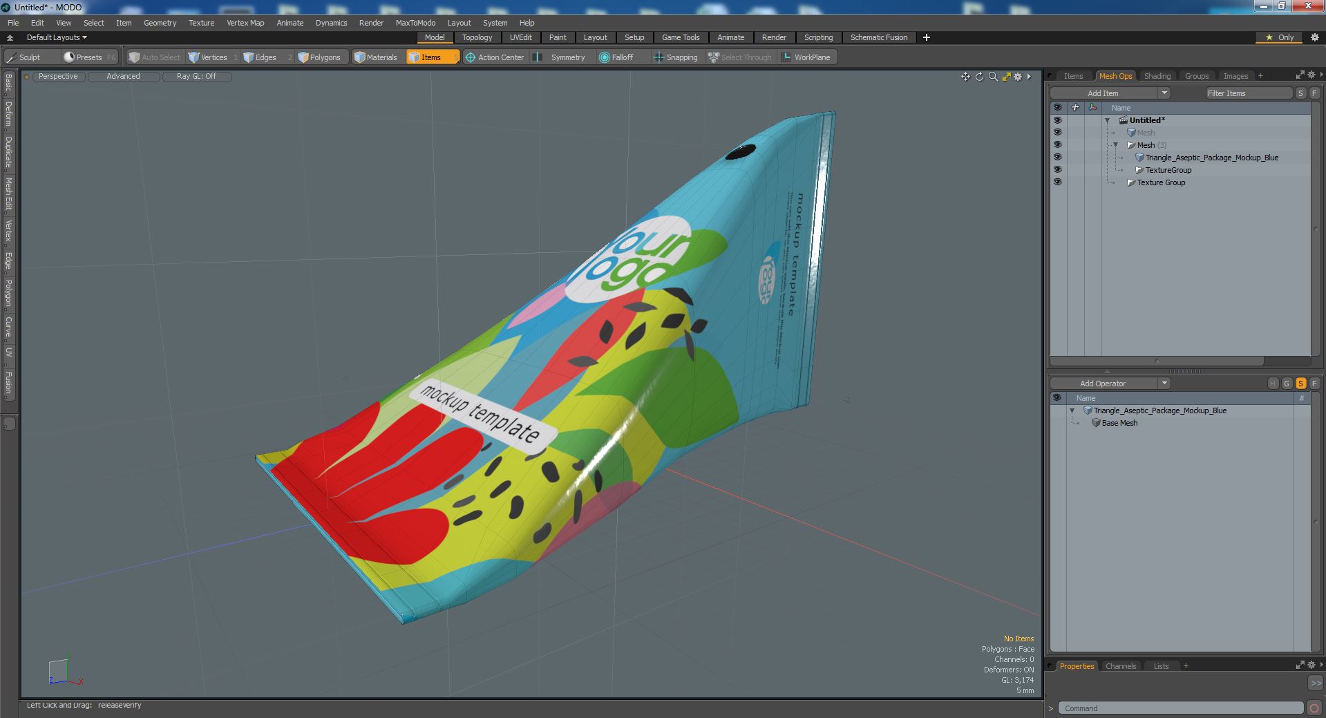 3D Triangle Aseptic Package Mockup Blue