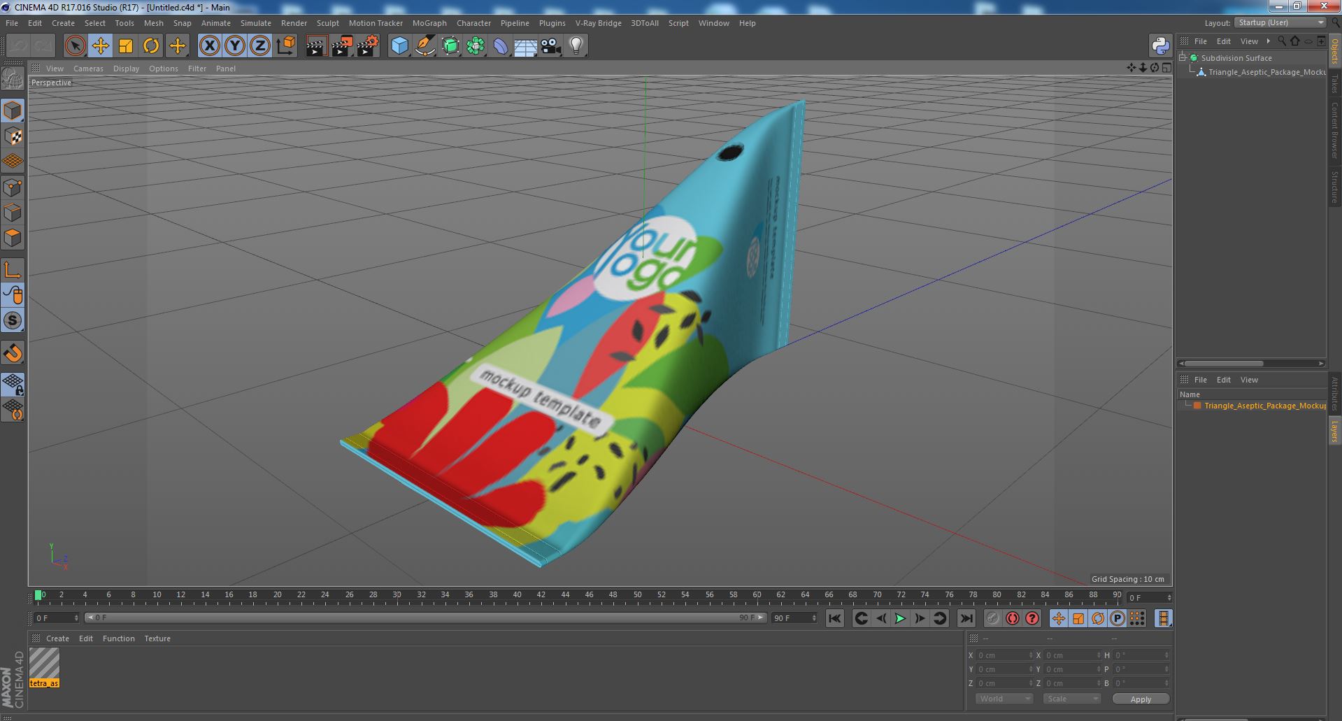 3D Triangle Aseptic Package Mockup Blue