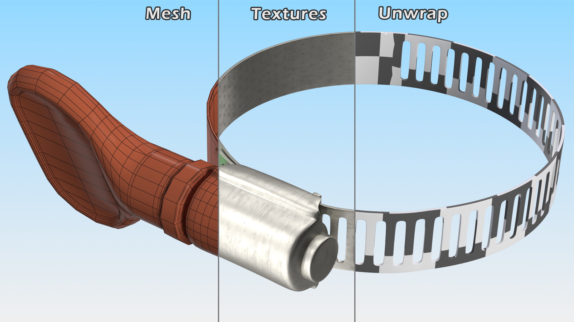 Worm Gear Hose Clamp with Key 30 44mm 3D